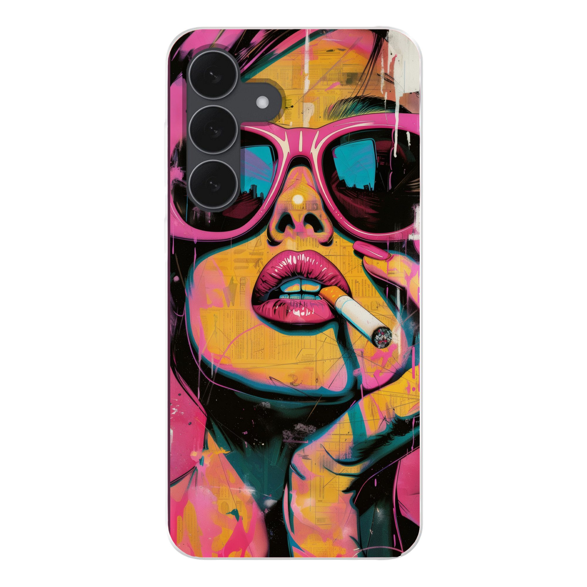 MuchoWow Handyhülle für Samsung Galaxy S25 FE Porträt - Frau - Abstrakt - Sonnenbrille, Smartphone-Bumper, Print, Handy Schutzhülle Dünn