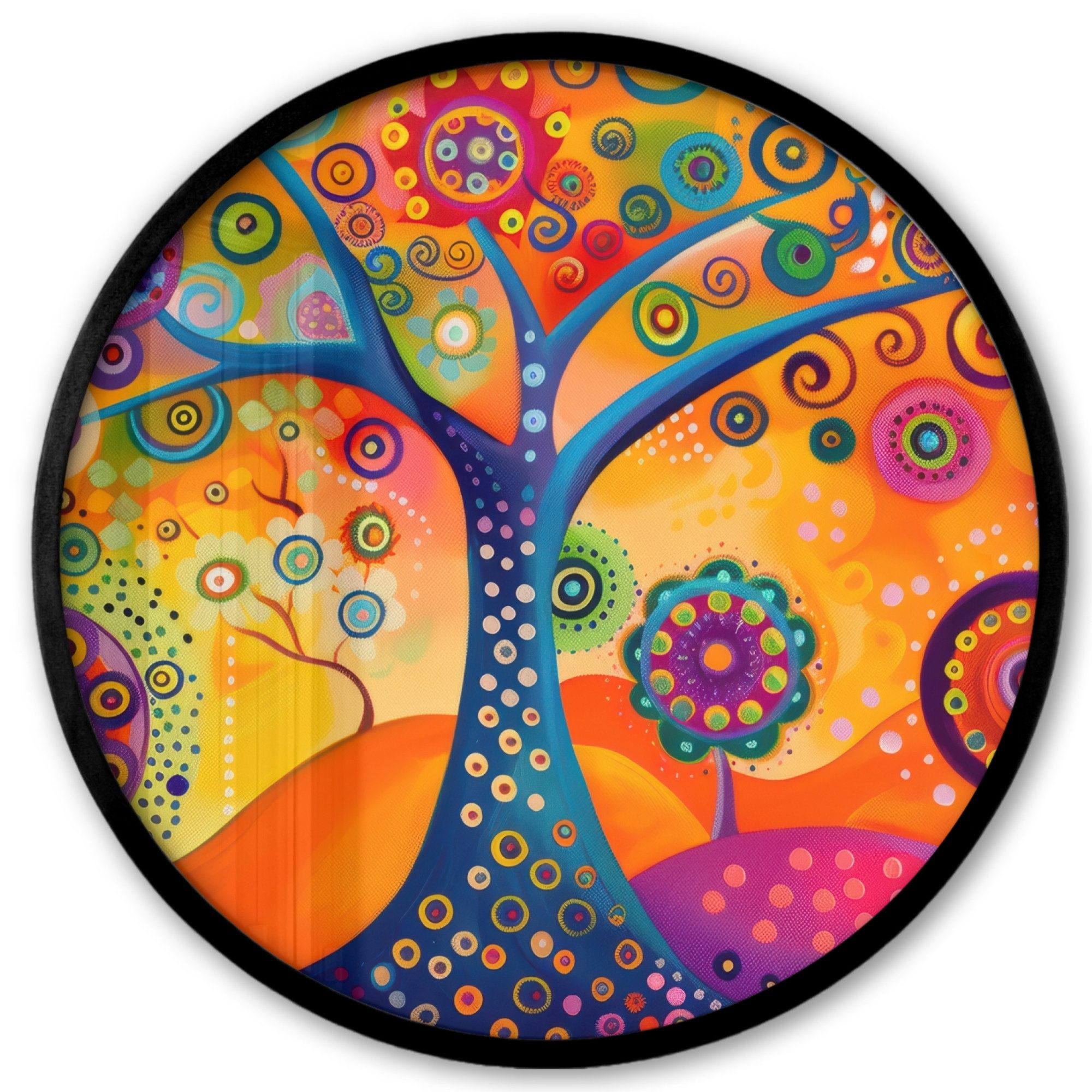 MuchoWow Poster Rund - Baum - Lebensbaum - Abstrakt - Farbenfroh, (1 St), Runde Wandbilder, Deko für Wohnzimmer und Schlafzimmer, 40x40 cm