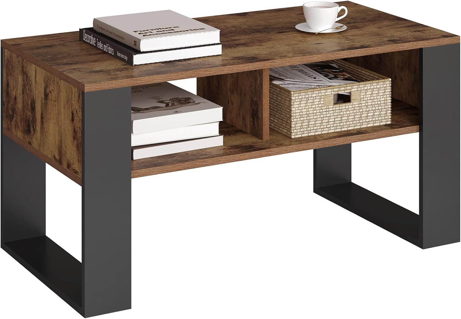 Woltu Wohnzimmertisch (1-St), modern, Couchtisch, 2 offene Fächer günstig online kaufen