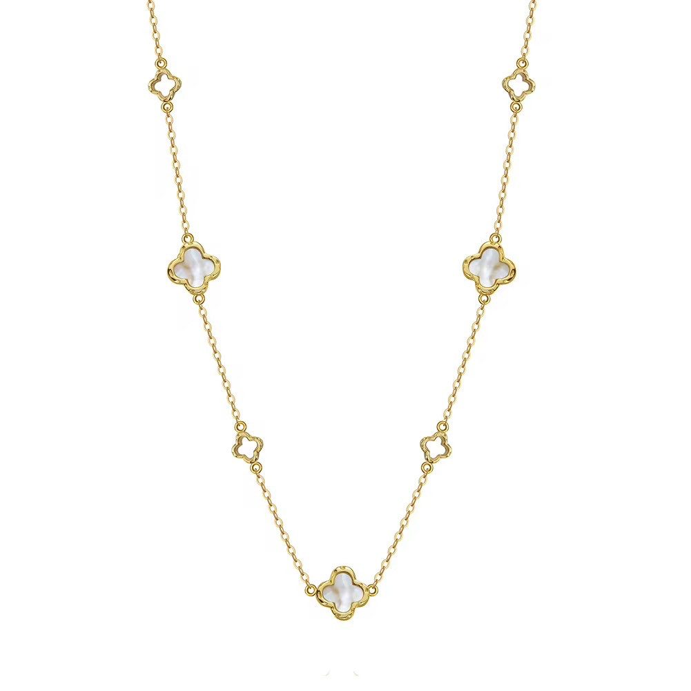 ROUGEMONT Silberkette Damen Kleeblatt Halskette 925 Sterling Silber Glücksbringer 45cm, Echtschmuck 925 Sterling Silber