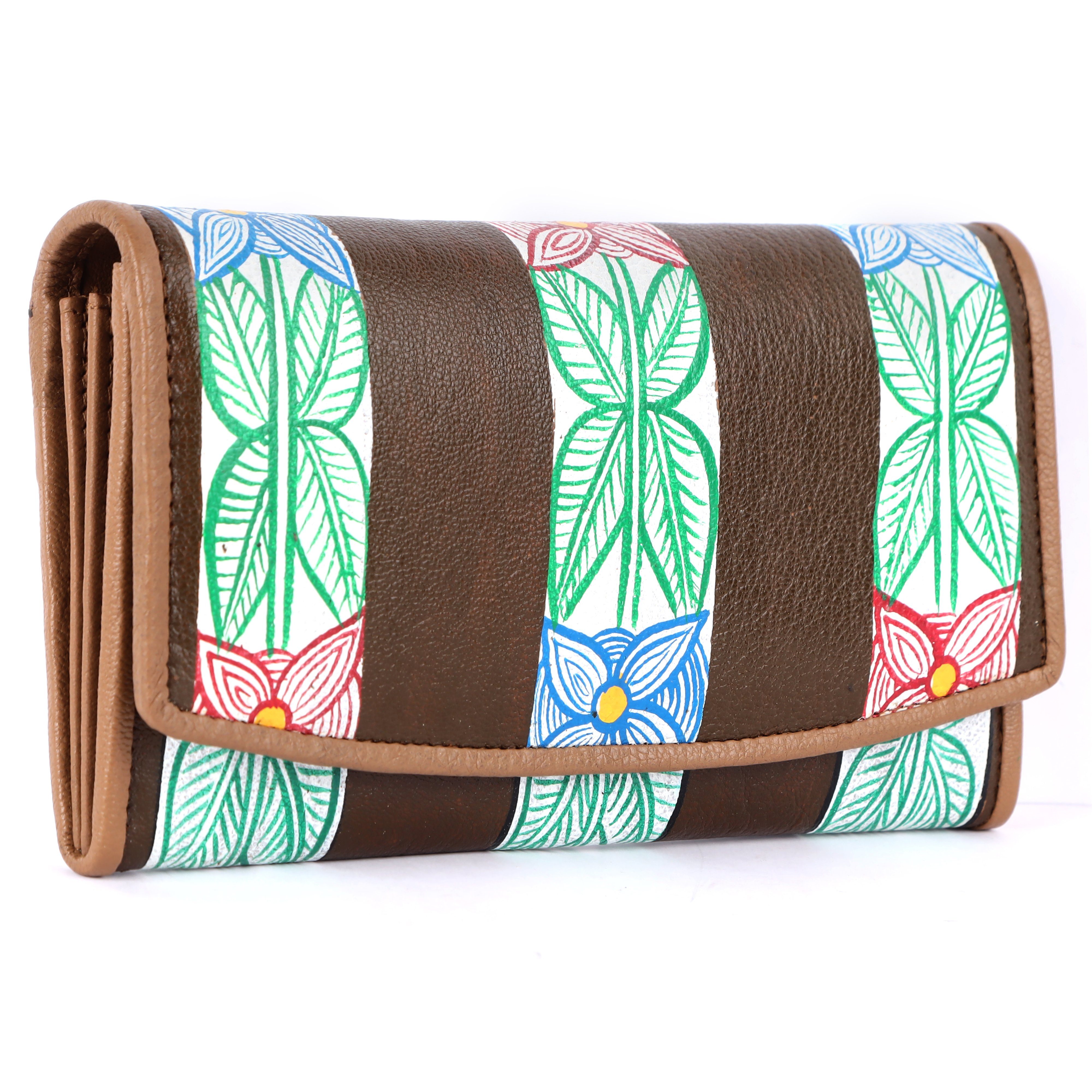 Mercano Geldbörse für Damen mit handbemalten Blütenmuster aus Leder (inkl. günstig online kaufen