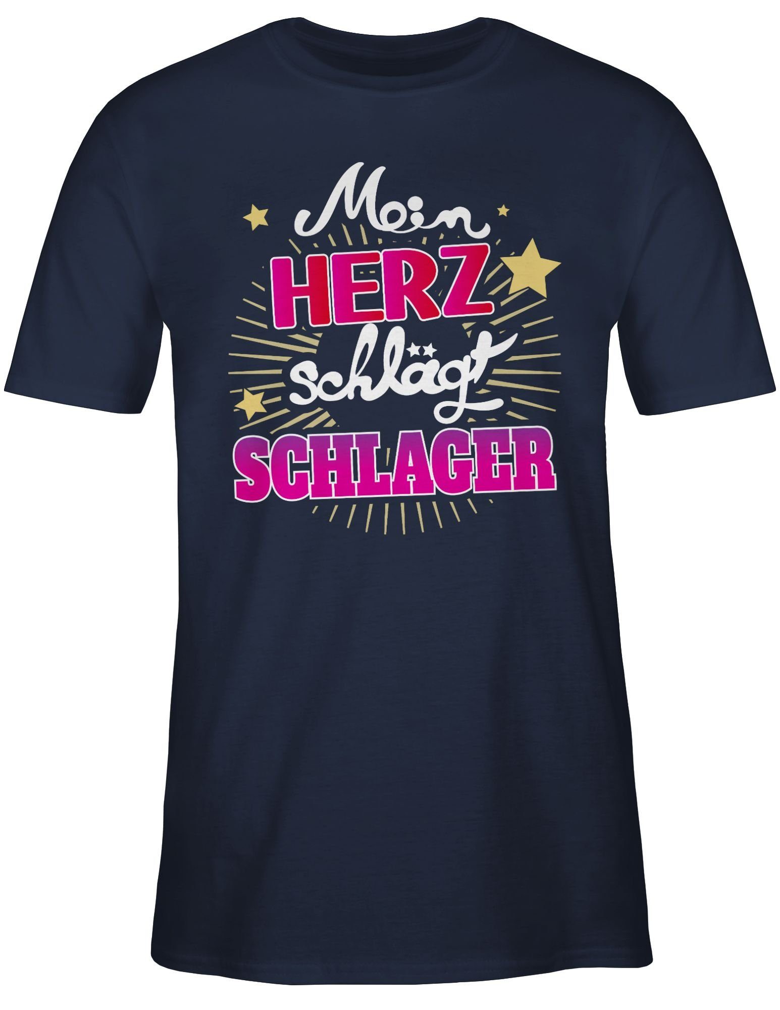 Shirtracer T-Shirt Mein Herz schlägt Schlager Schlager Party Outfit günstig online kaufen
