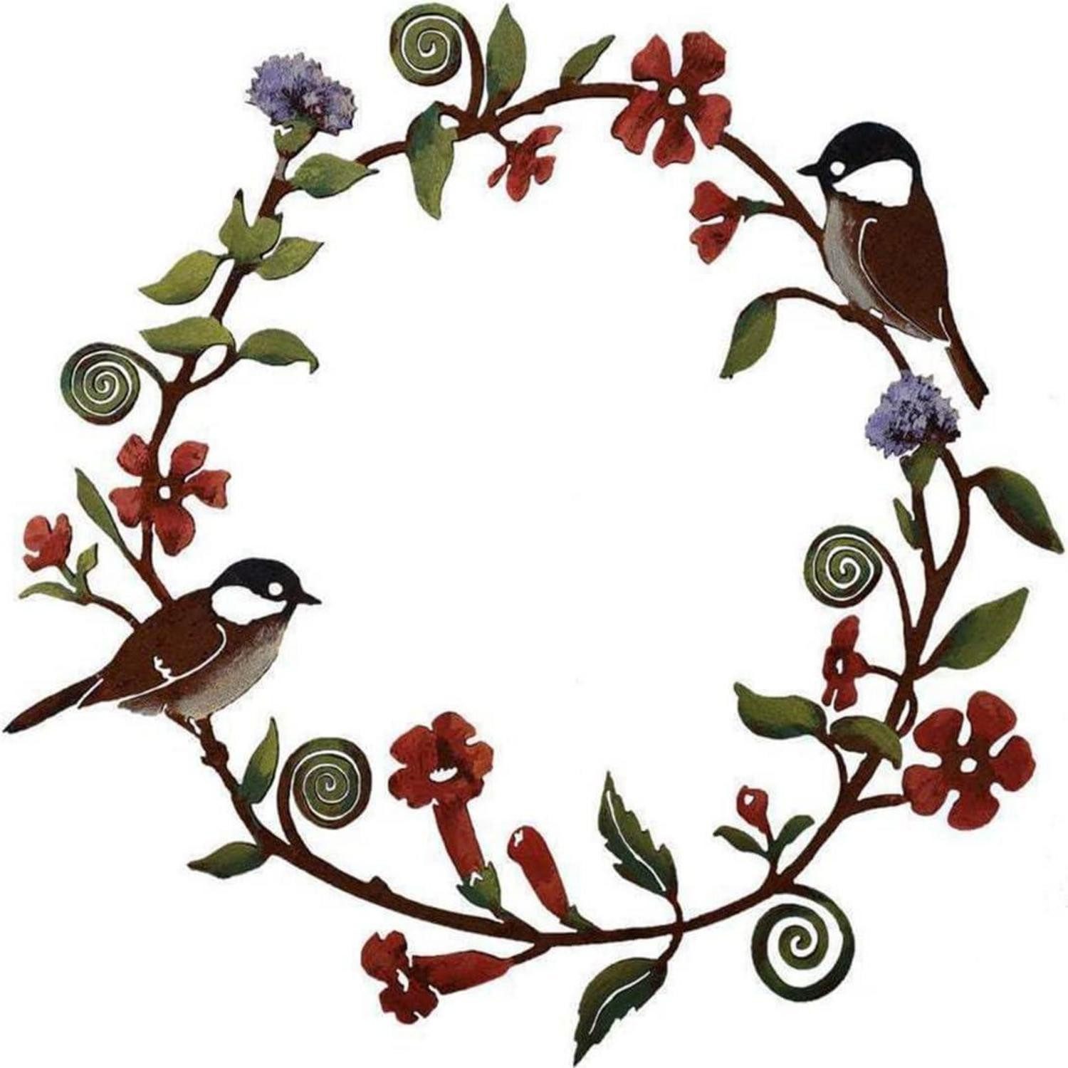 LuxusKollektion Dekokranz Türkranz Metall mit Blättern Blumen Vögel 30cm