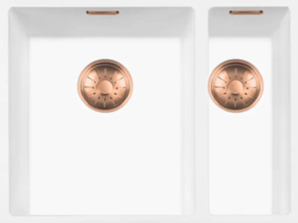 togo Küchenspüle 3415WQ-FU-Copper, rechteckig, 55.5/44 cm, Weiße Quarz Spüle