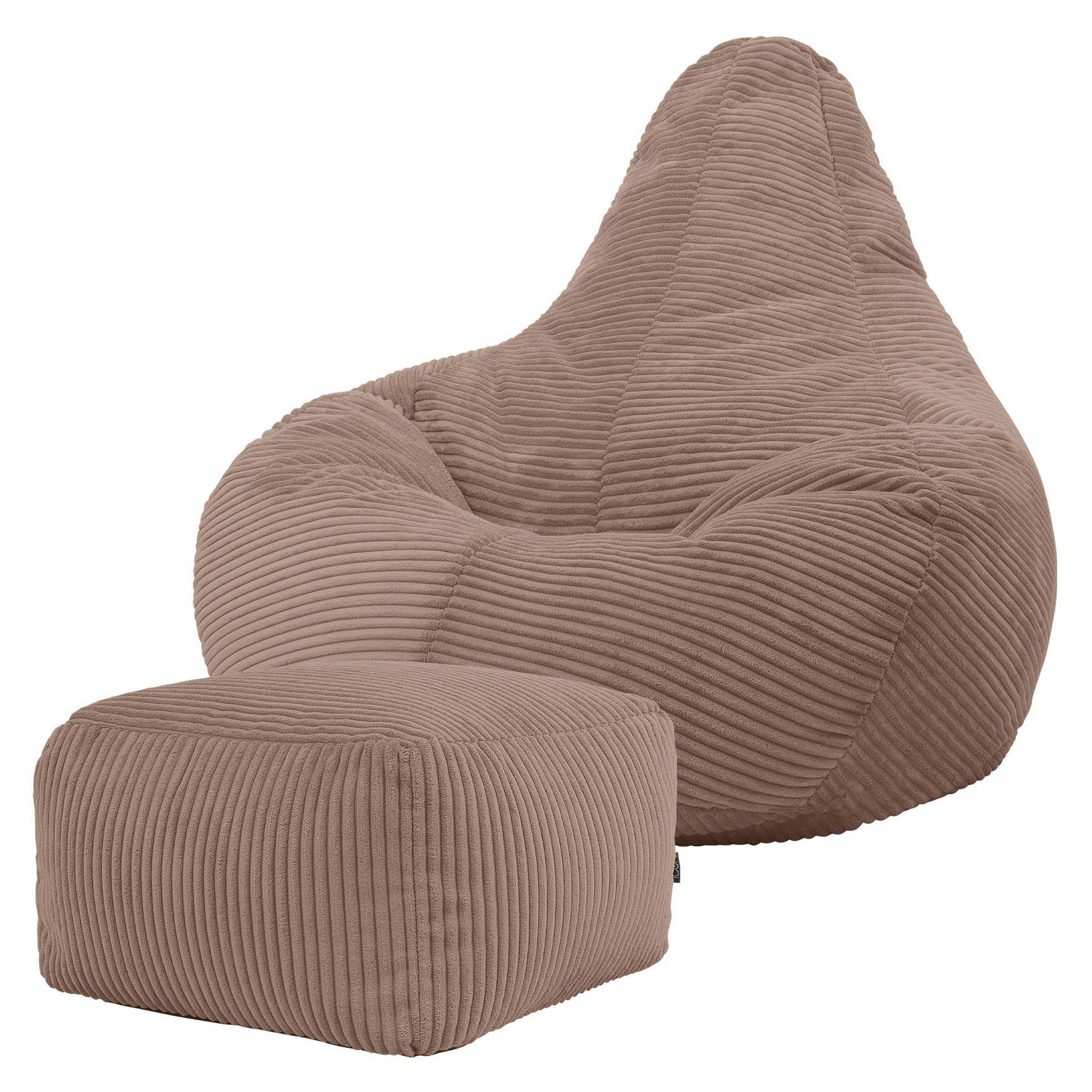 icon Sitzsack Sessel mit Liege aus Cord „Dalton“ mit Hocker (Spar-Set, 1 x günstig online kaufen