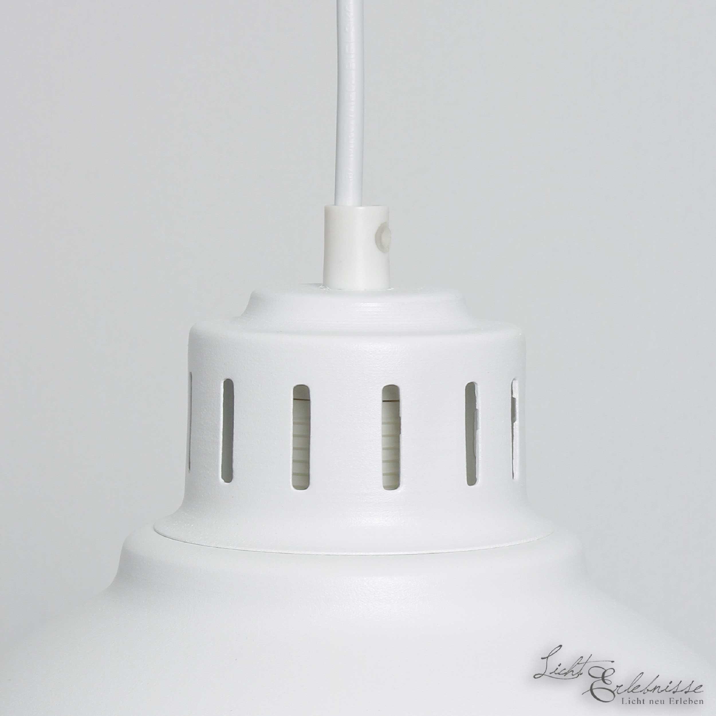 Hängelampe Esszimmer Design Leuchtmittel, ohne Vintage E27 Licht-Erlebnisse Weiß SVEN, Metall Pendelleuchte 2-flammig