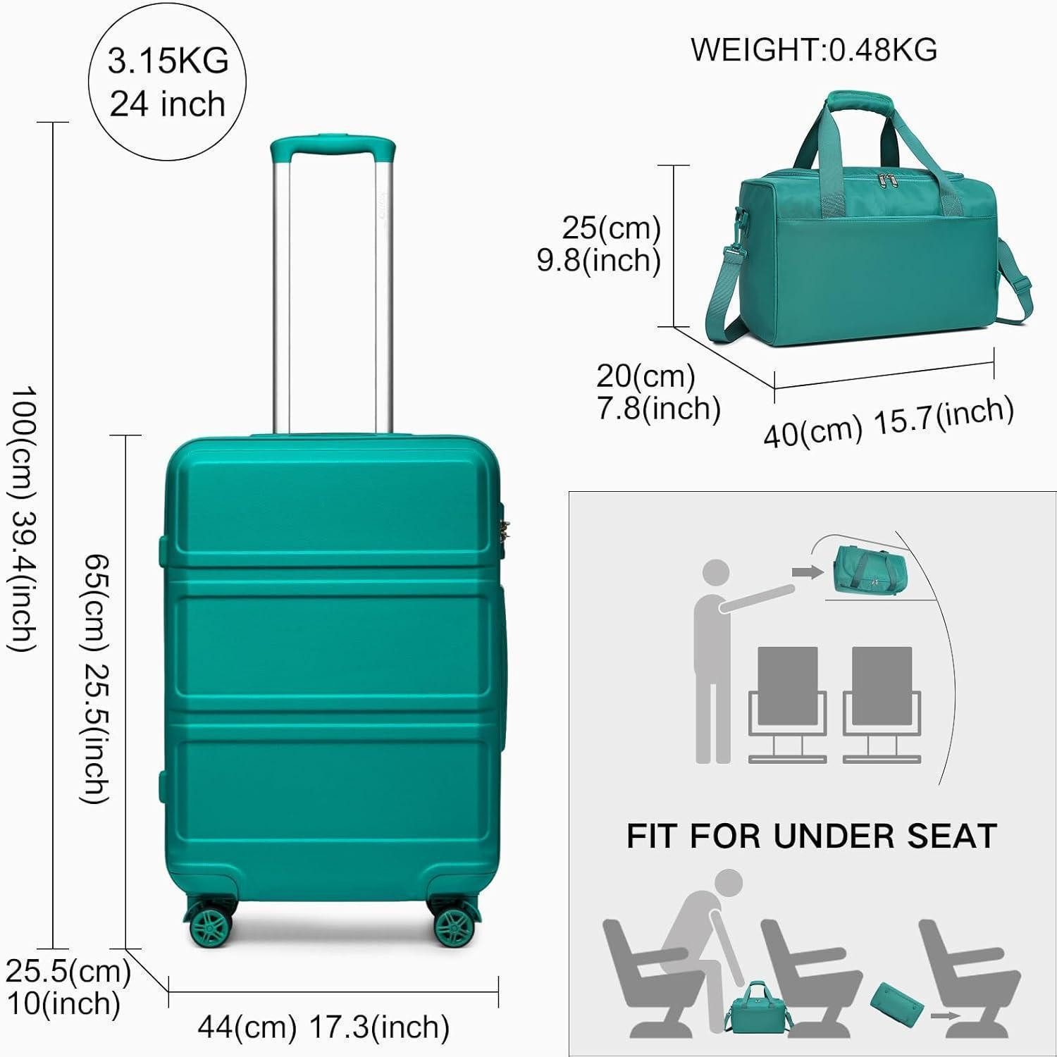 LuxusKollektion Kofferset Mittelgroße Reisekoffer Set 2-teilig Türkis, 65cm Trolley & Ryanair