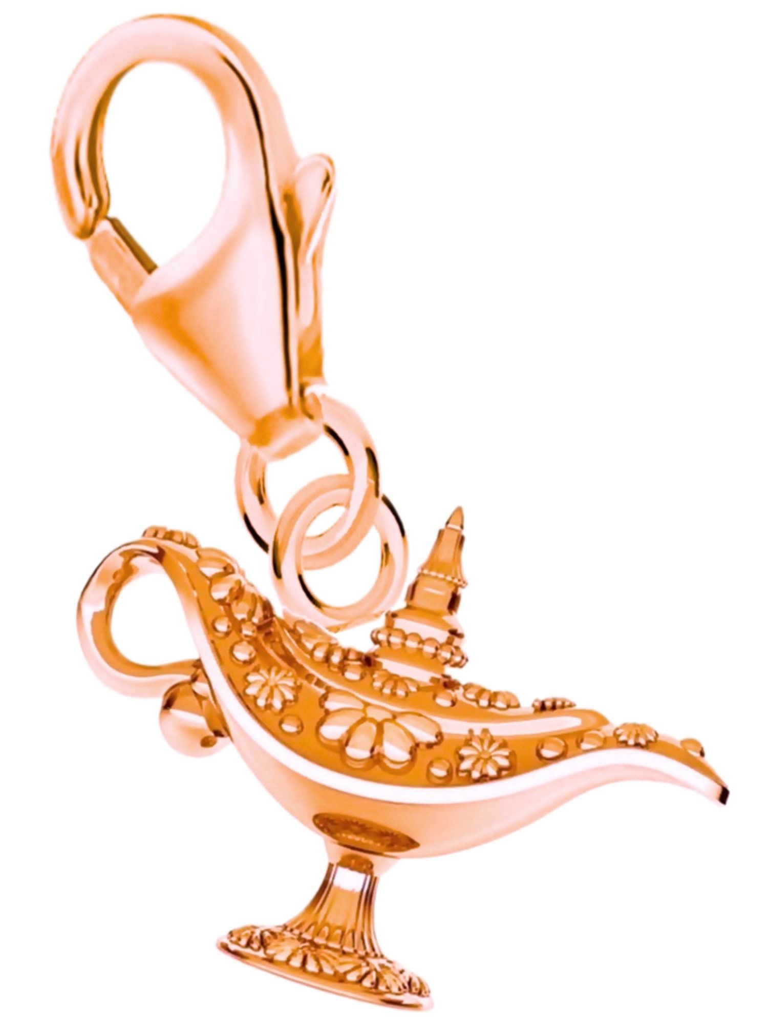 Goldene Hufeisen Charm-Einhänger kleine Wunderlampe Karabiner Charm Anhänger Bettelarmband 925 Silber (inkl. Etui), für Gliederarmband oder Halskette