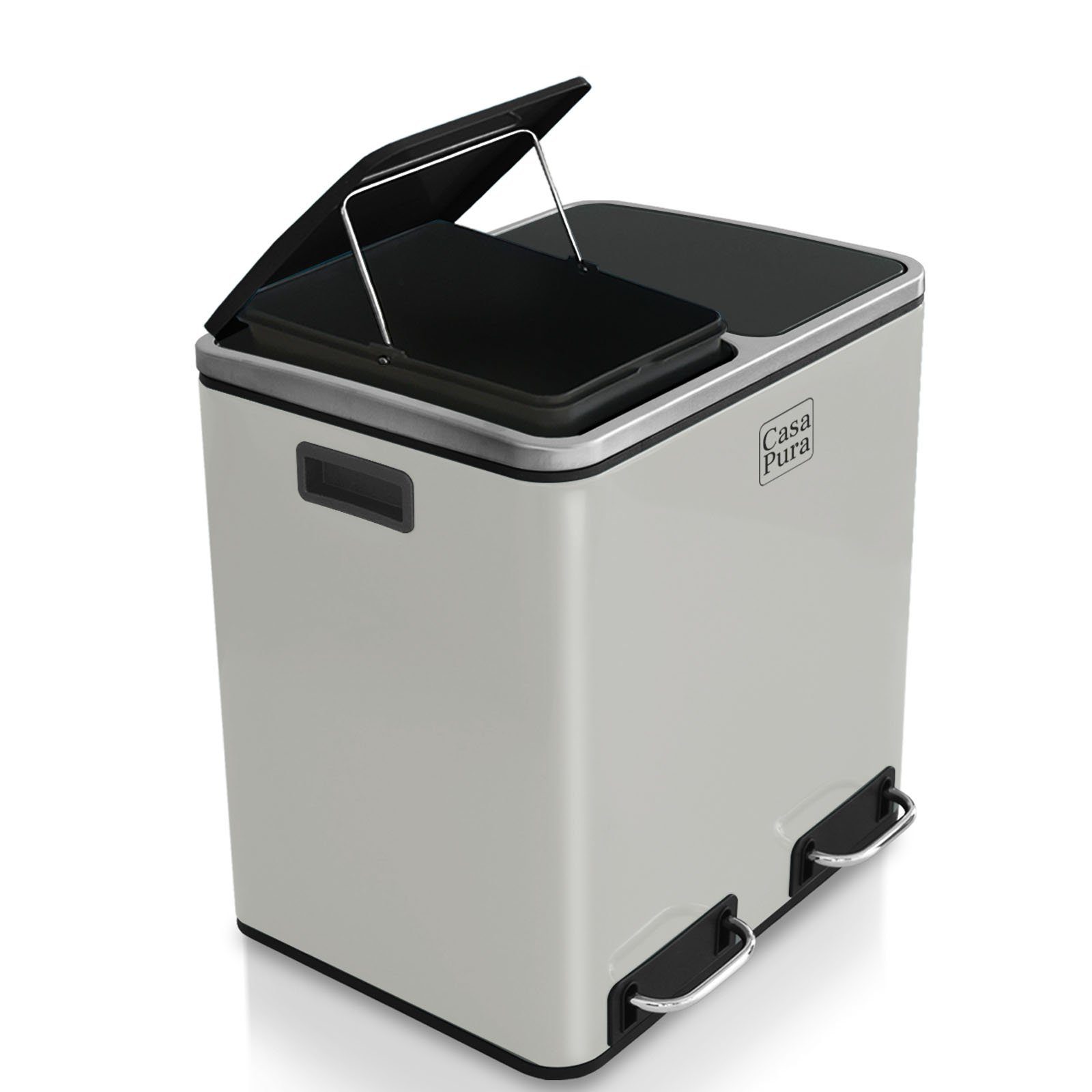 casa pura Mülltrennsystem Felix, Abfallbehälter Verschiedene Edelstahl, & aus Farben Größen Weiß