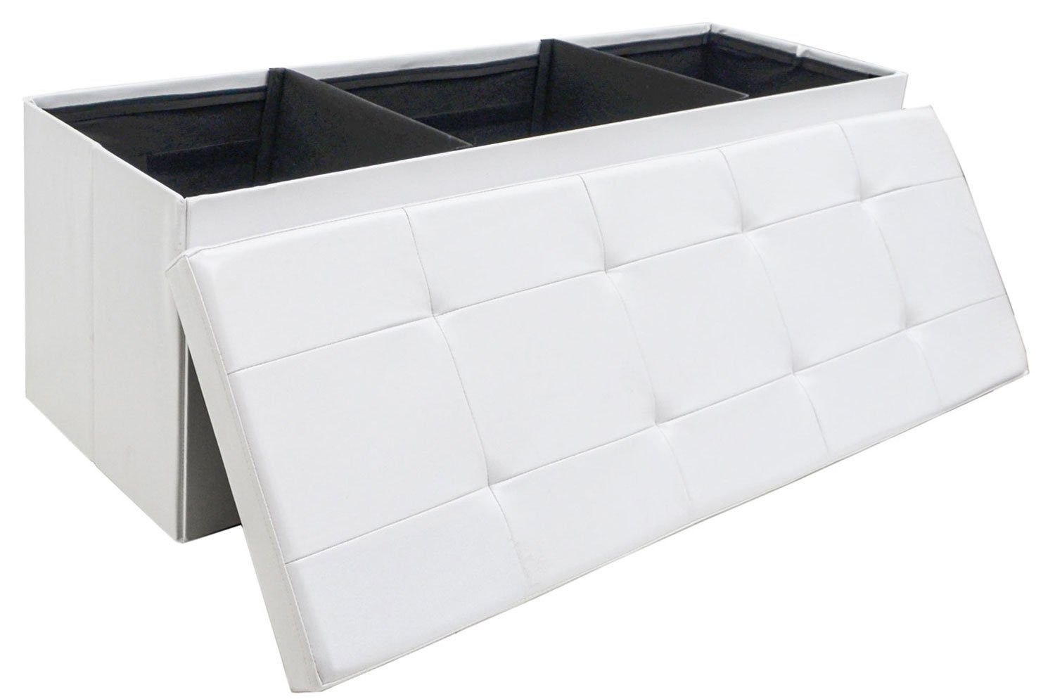DuneDesign Sitzbank mit Stauraum - 110x38x38 Polsterbank mit Aufbewahrungsbox - Faltbar, Stabile Sitztruhe - Schlafzimmer Ottomane - Kinderzimmer Beistelltisch