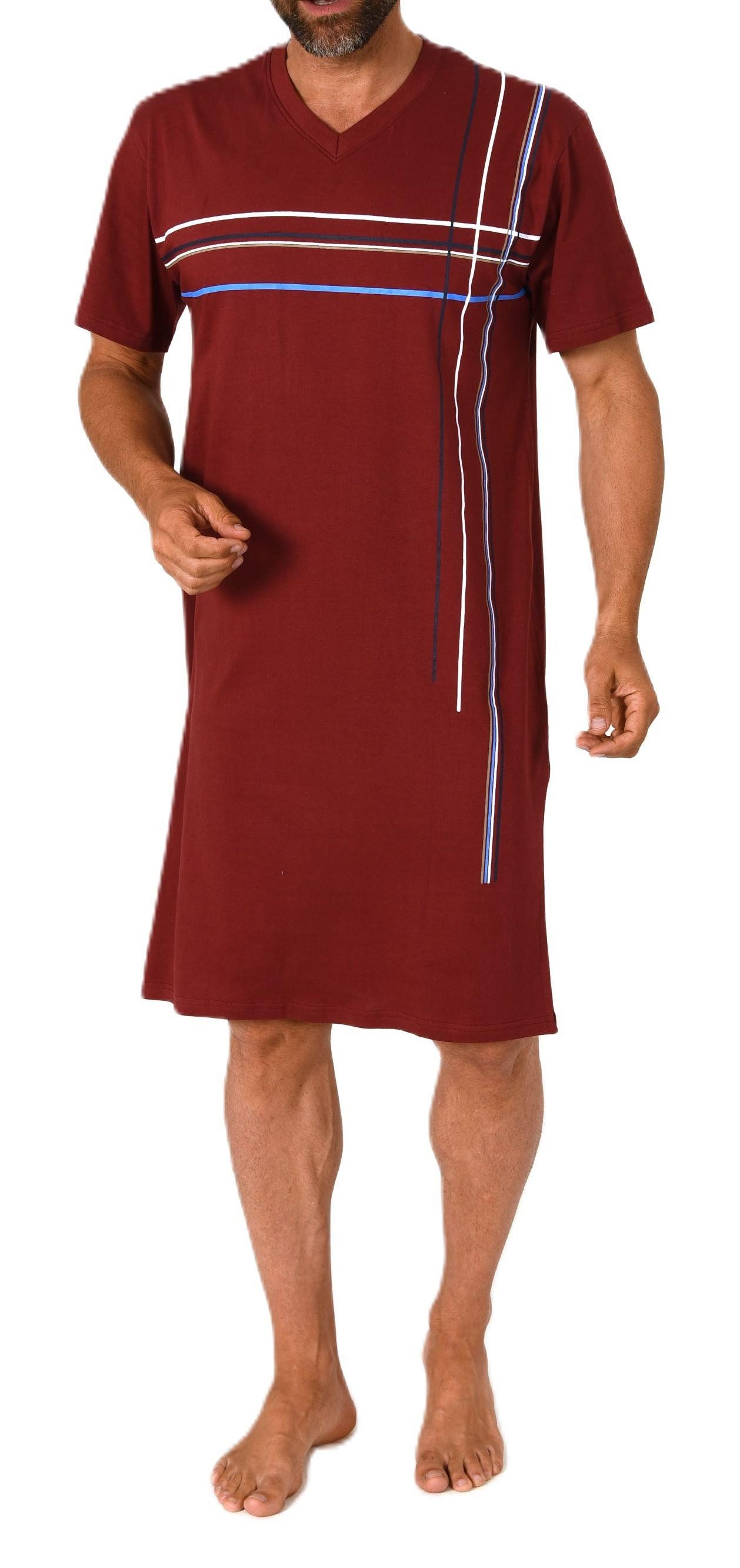 Normann Pyjama Normann Herren kurzarm Nachthemd mit eleganten Frontprint