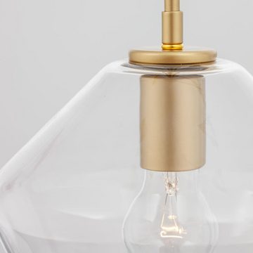 Nova Luce Hängeleuchte Pendelleuchte Prisma in Transparent und Gold E27 230mm, keine Angabe, Leuchtmittel enthalten: Nein, warmweiss, Hängeleuchte, Pendellampe, Pendelleuchte