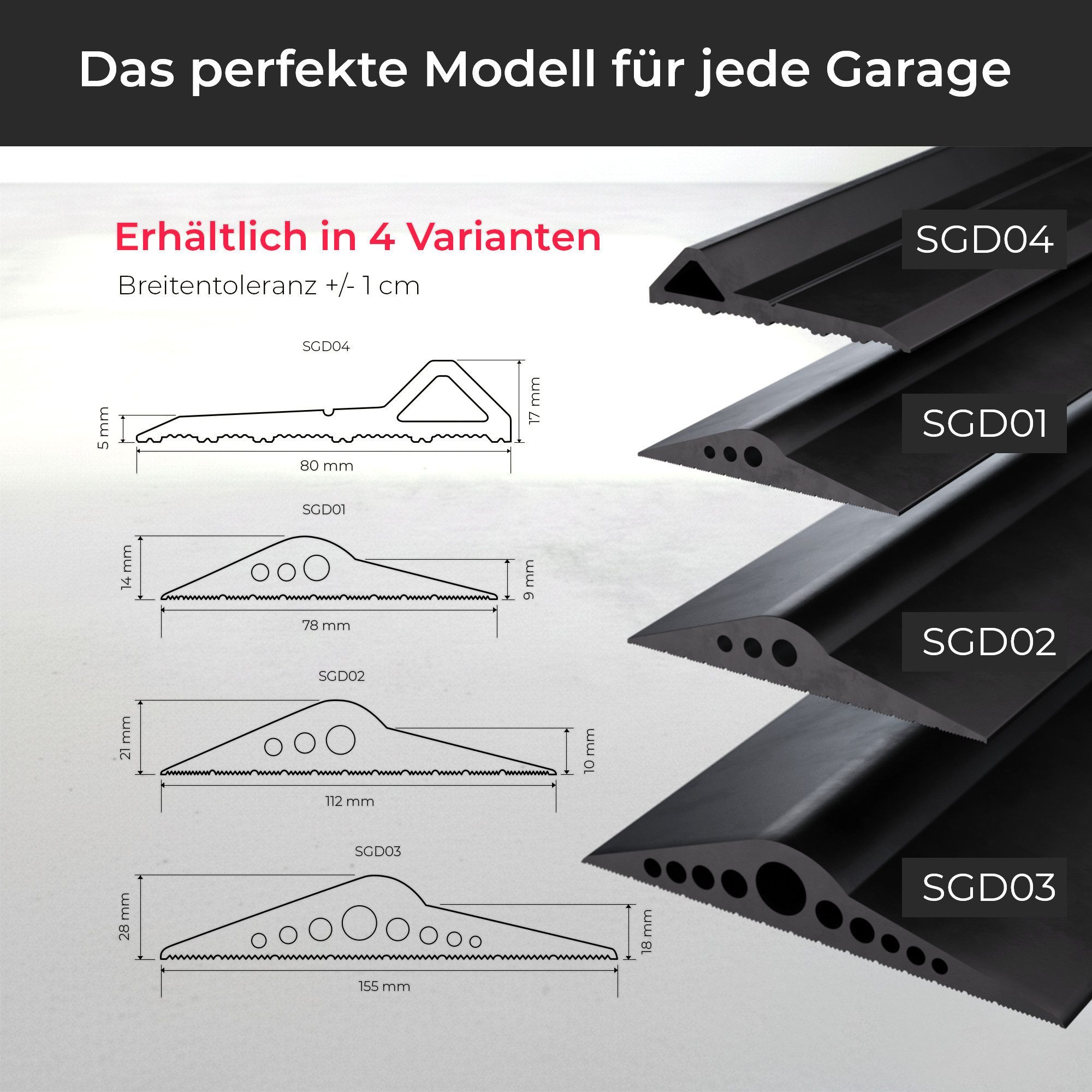 STEIGNER Dichtungsband Garagentor Dichtung unten Premium-EPDM 1m passend für Hörmann, wasserdicht Zugluftstopper wetterfest UV-beständig SGD04 – Bild 2 von 5