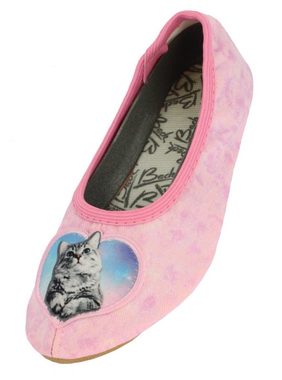 Beck Miez rosa mit süßem Katzen Patch Gymnastikschuh