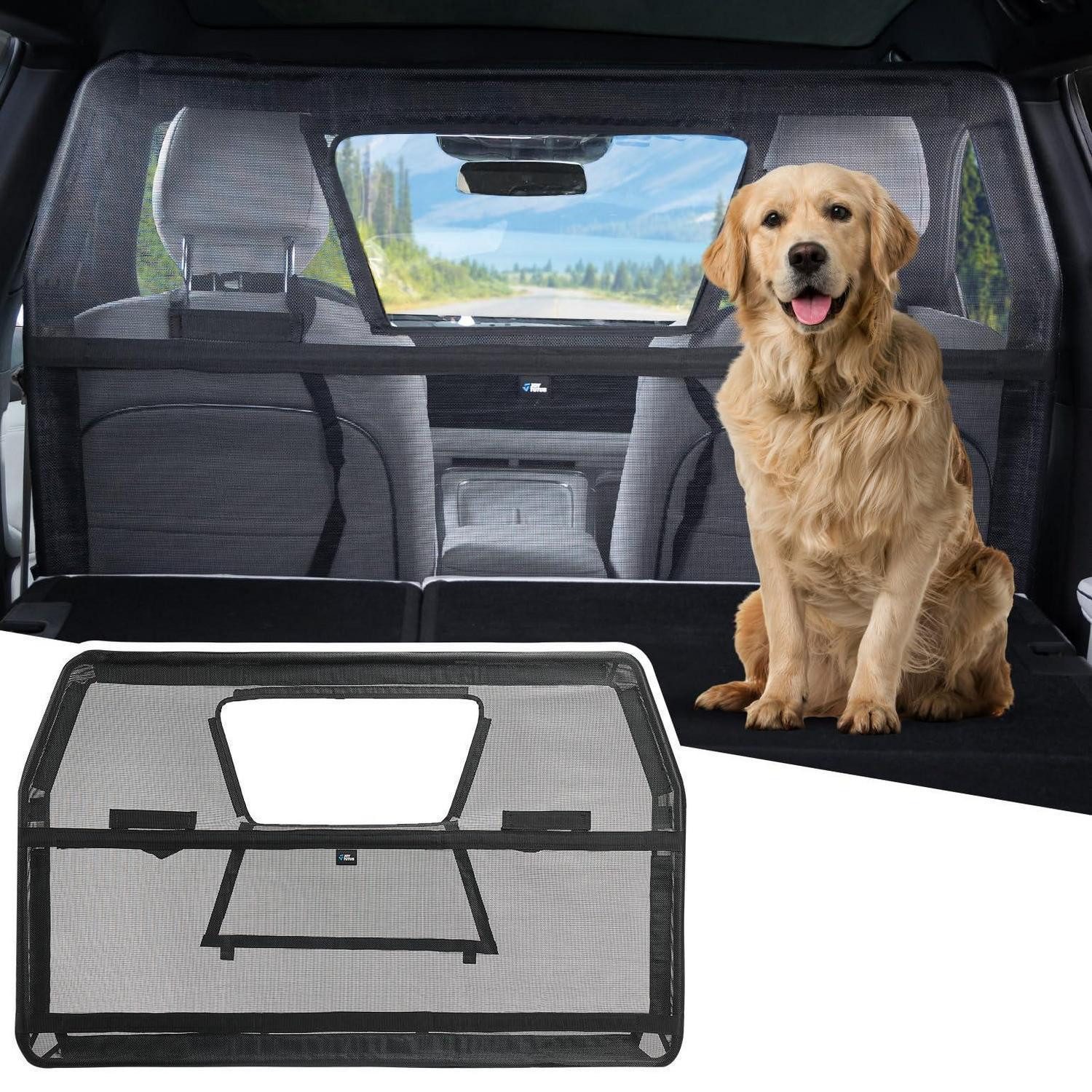 LuxusKollektion Tierabsperrgitter Hundegitter 132x79 cm mit Sichtfenster für Auto SUV Lkw