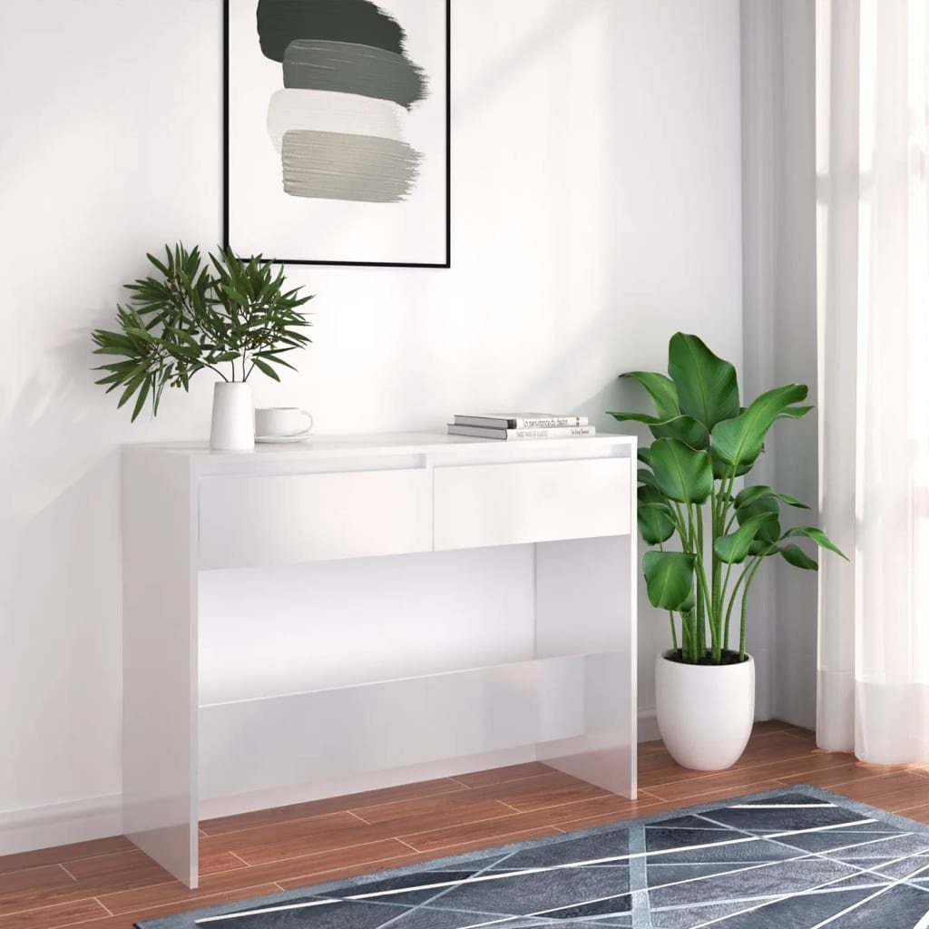 furnicato Konsolentisch Weiß 100 x 35 x 76,5 cm aus Holzwerkstoff (1-St), Stabiler Beistelltisch mit Ablage für Flur, Wohnzimmer oder Büro