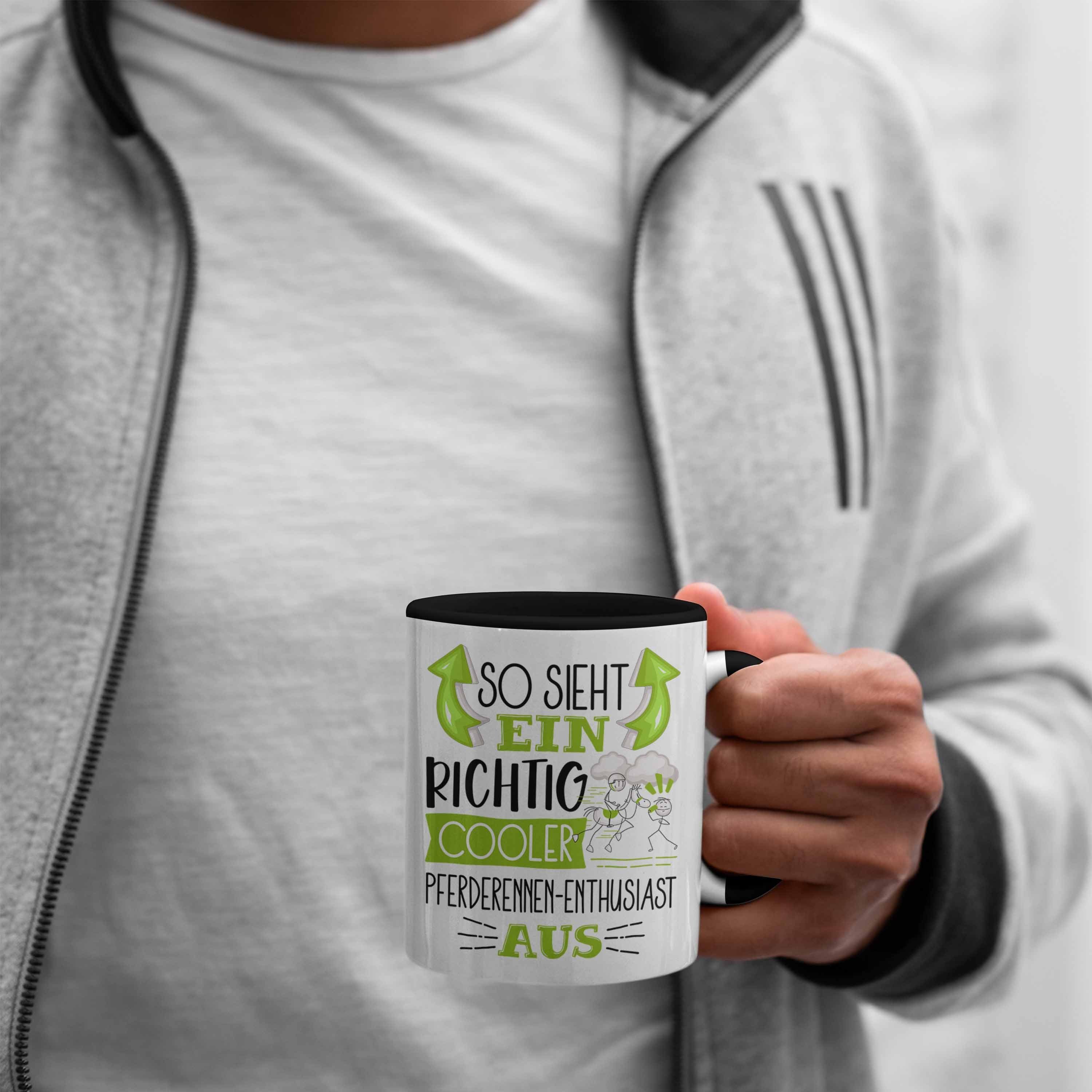 Schwarz Cooler Pferderennen-Enthusiast Pferderennen Ein Tasse Trendation Sieht So Richtig Tasse