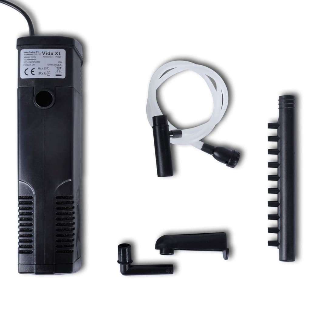 vidaXL Aquariumfilter Aquarium-Filterpumpe mit Aktivkohle 600 Lh