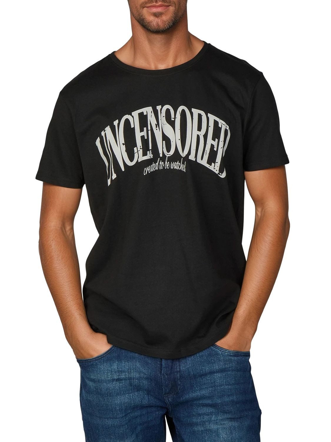 riverso T-Shirt Herren Printshirt RIVLeon Regular Fit (1-tlg) Kurzarm Tee Shirt mit Rundhalsausschnitt aus 100% Baumwolle