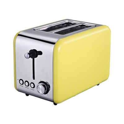 Michelino Toaster 2 Scheiben Toaster mit Brötchenaufsatz Retro Gelb, 850 W