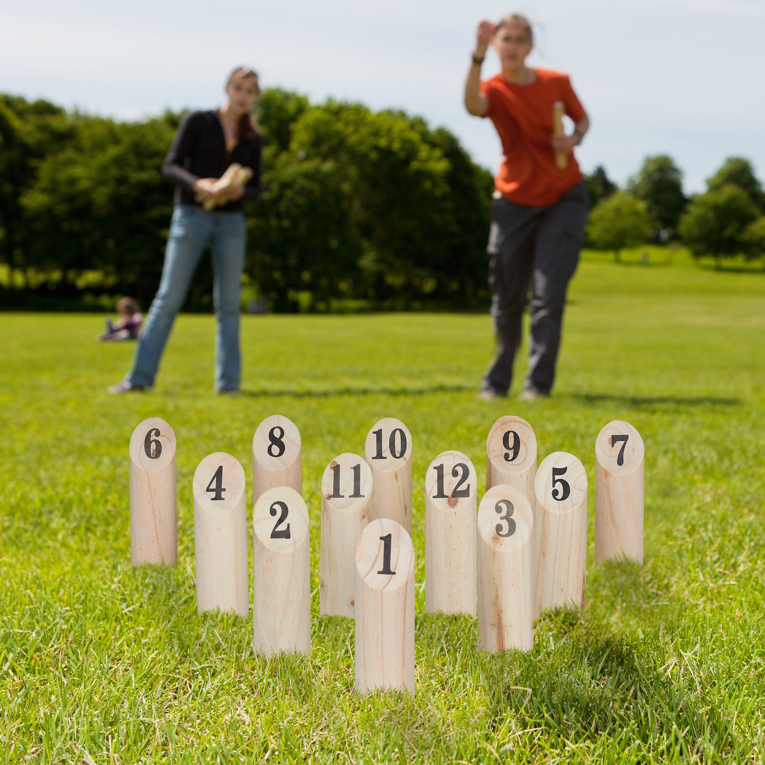 relaxdays Spiel Kubb mit Transportbox, Kubb