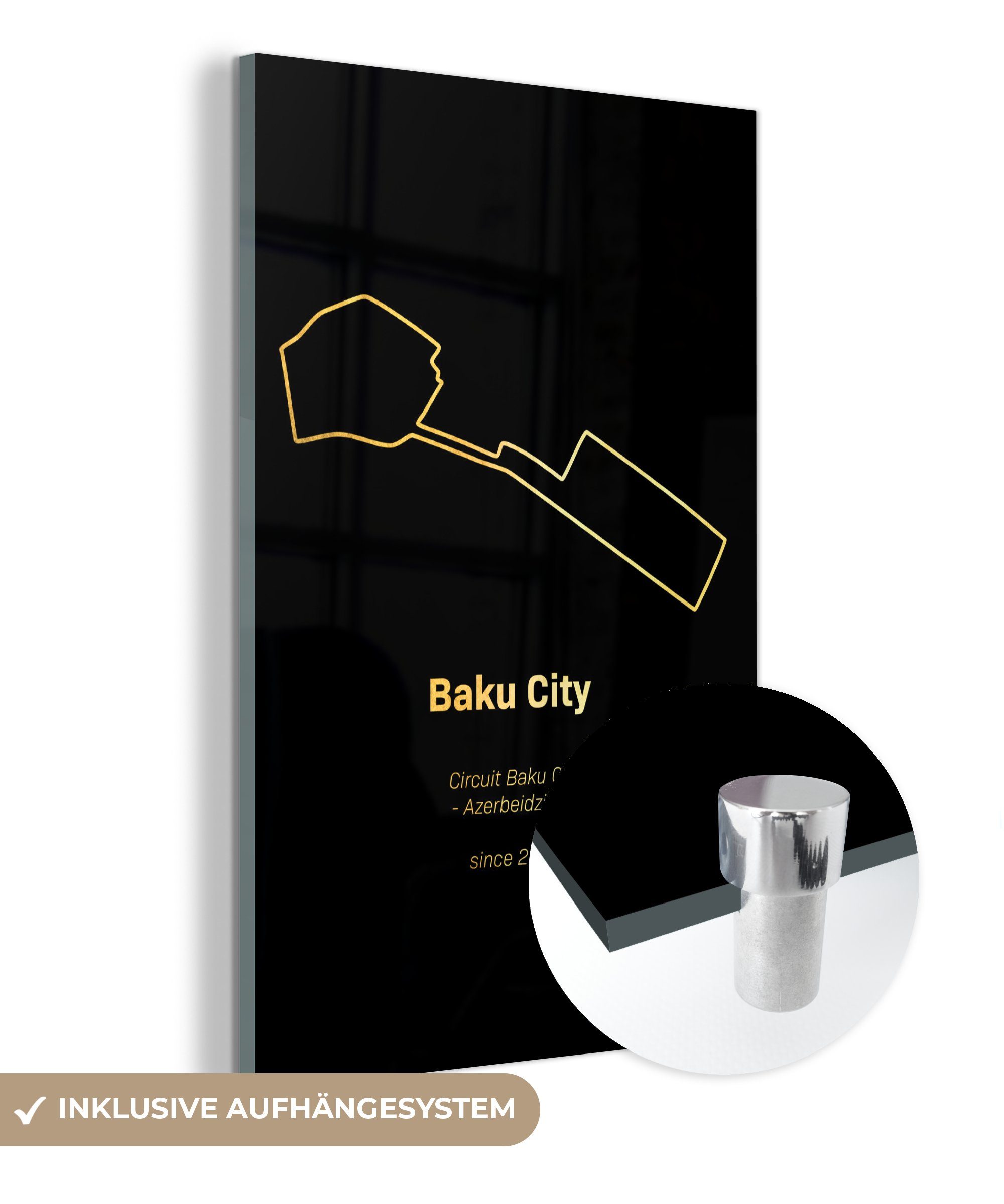 MuchoWow Acrylglasbild Baku - Formel 1 - Rennstrecke, (1 St), Glasbilder - Bilder auf Glas Wandbild - Foto auf Glas - Wanddekoration