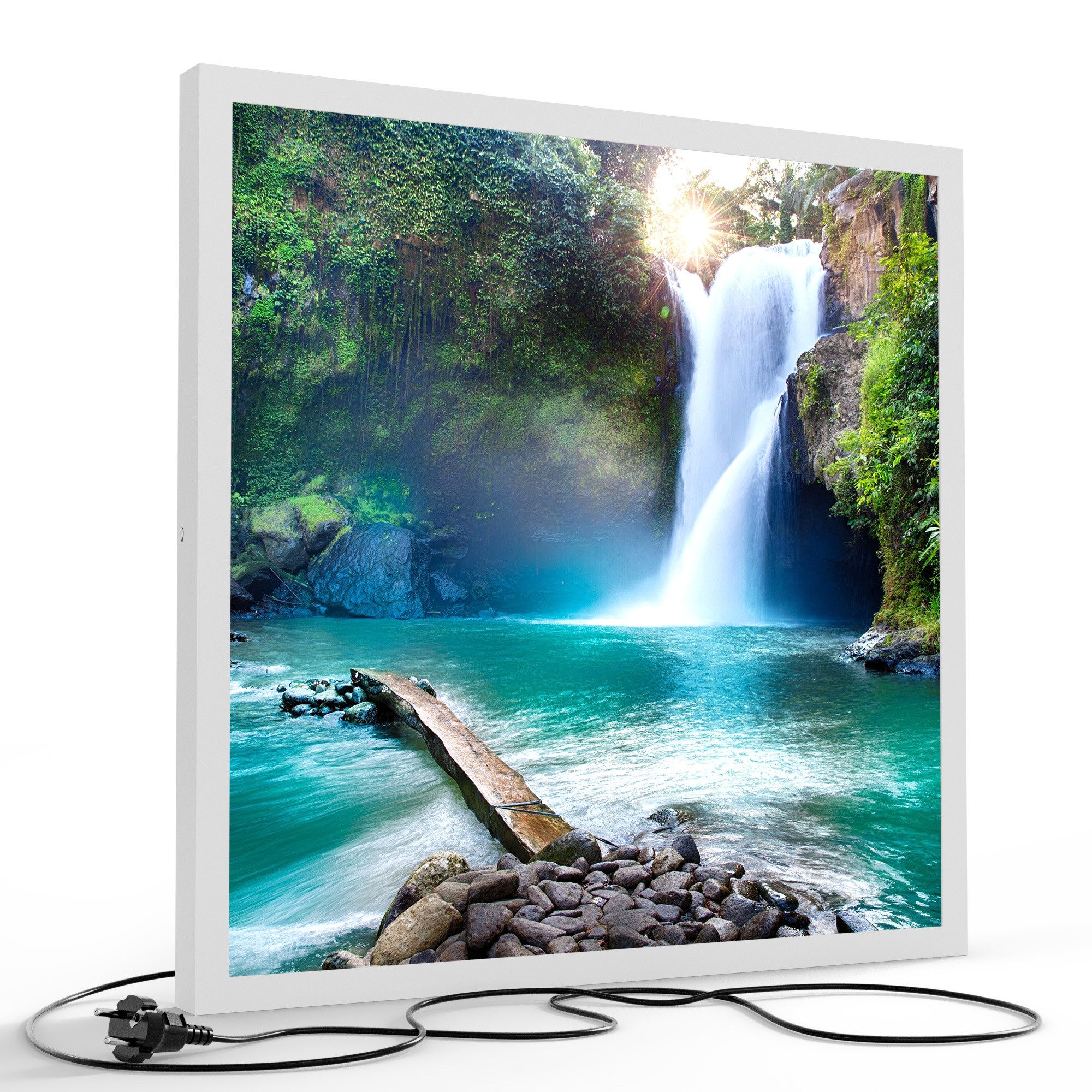 DEQORI LED-Bild 'Tegenungan Wasserfall ', (1 St), LED Lampe Leuchte Leuchtbild Bild beleuchtet Deckenleuchte Wandlampe