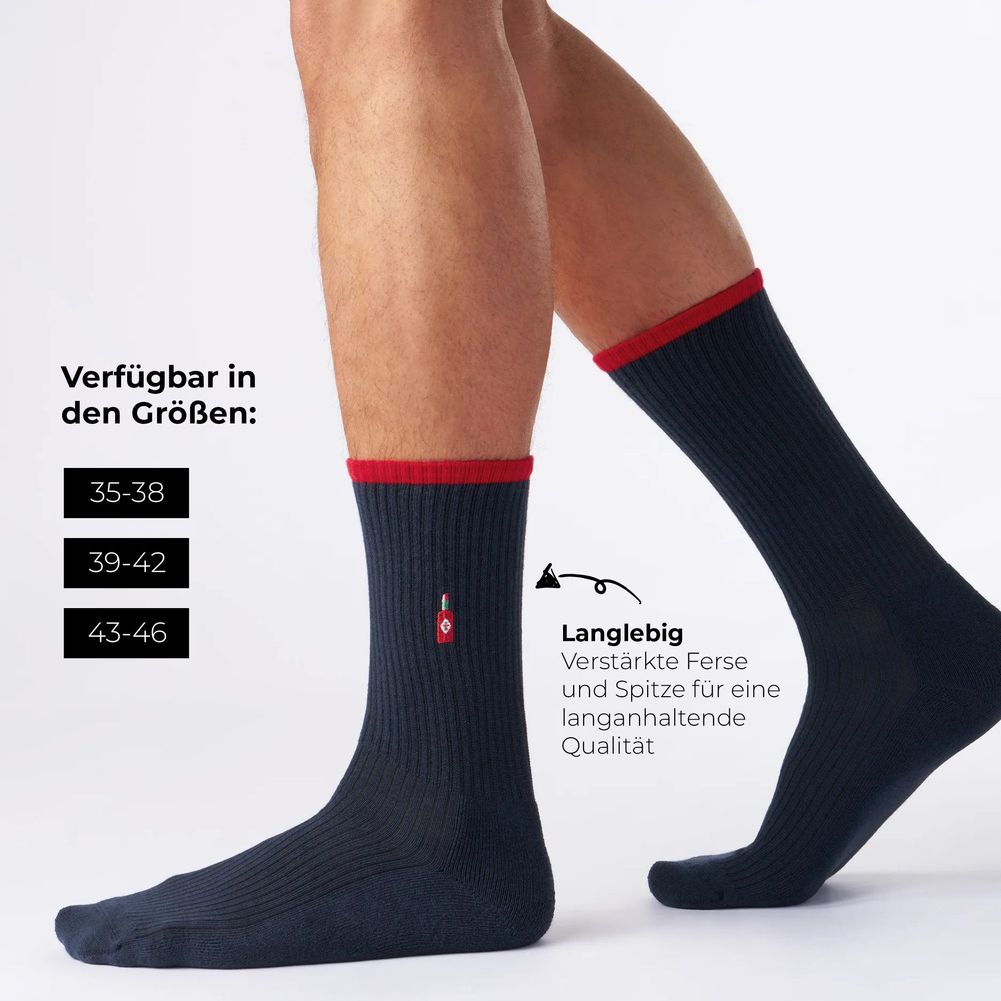 von Jungfeld Tennissocken Mix & Match Tennis Socken-Set Bio-Baumwolle 35-46 (2-Paar, 2er-Pack) Lange Sportsocken mit Stickmotiv aus Bio-Baumwolle