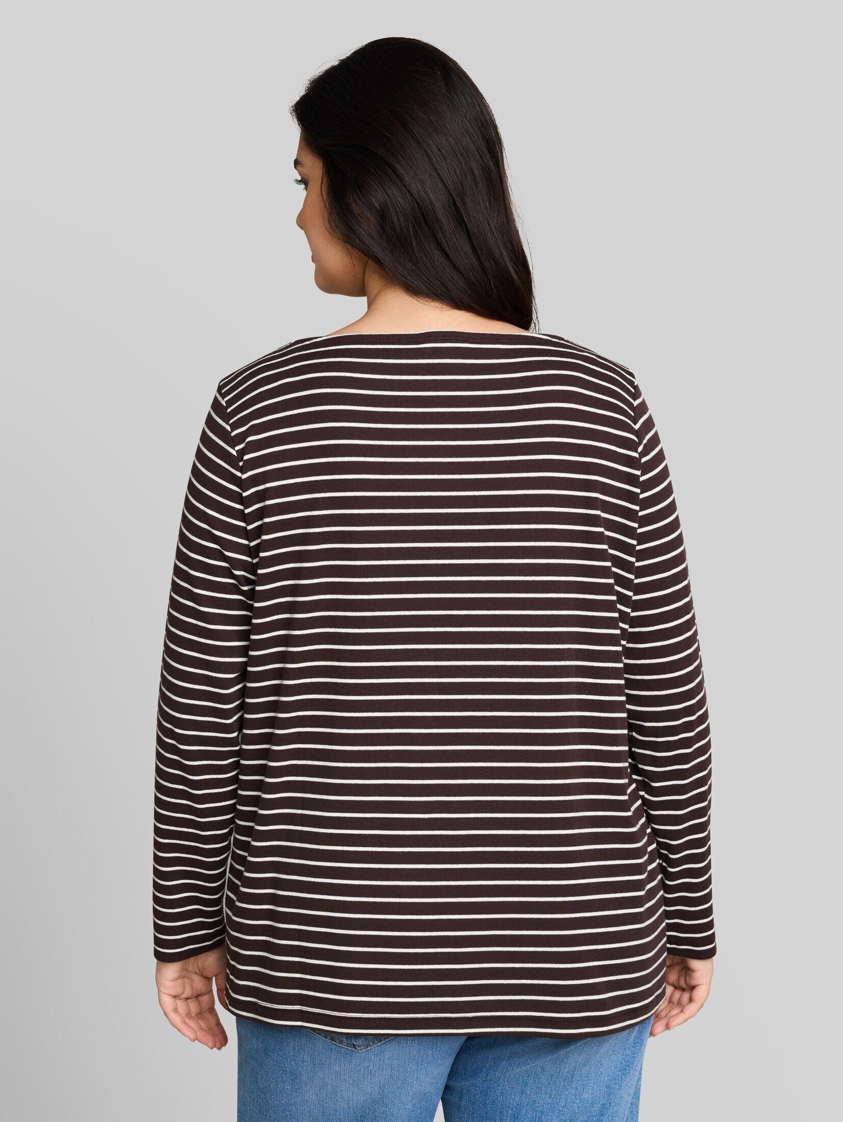 TOM TAILOR PLUS Langarmshirt T-Shirt (im Einserpack) Plus Size - Langarmshirt mit Streifenmuster