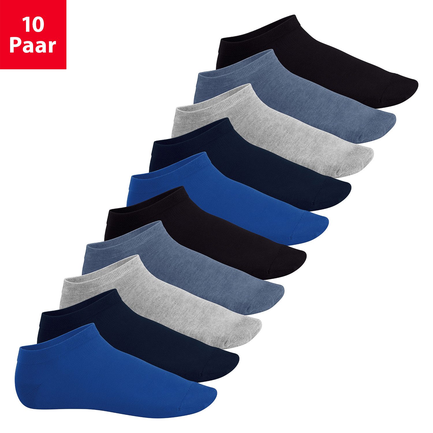 Footstar Sneakersocken EVERYDAY! 10 Paar / 20 Paar Damen & Herren Sneaker Socken (10-Paar) Perfekte Passform, angenehme Nähte, verstärke Ferse & Spitze