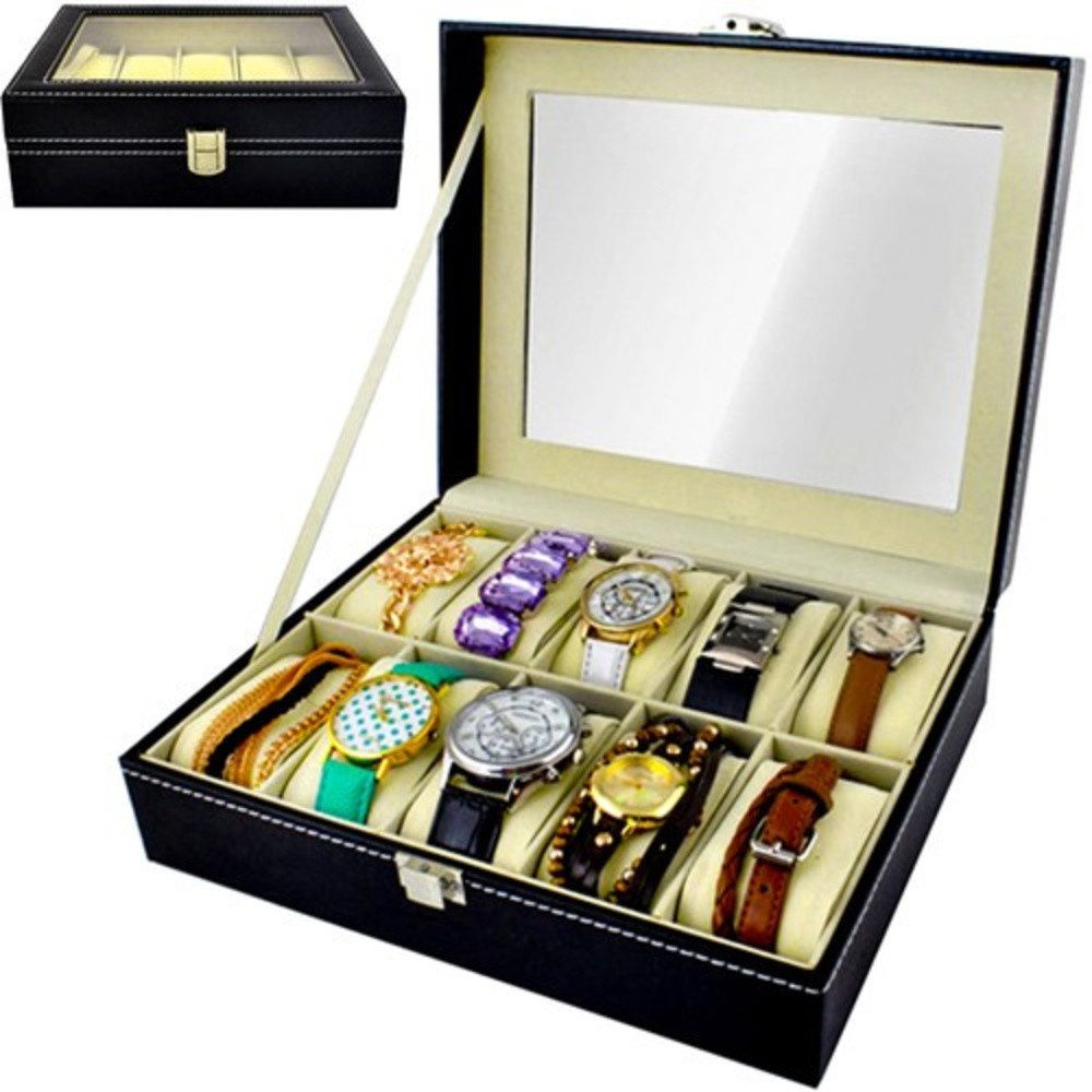 ISO TRADE Uhrenbox Uhrenorganizer 3-in-1 Aufbewahrungsbox (Spar-Set, 1 St., aufbewahren), der Inhalt fällt beim Tragen nicht heraus
