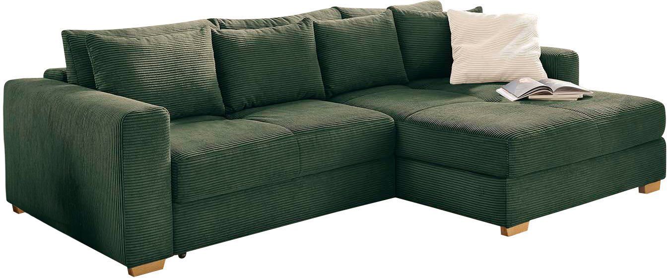 Jockenhöfer Gruppe Ecksofa Kampen L-Form, B: 288 cm, mit Bettfunktion, Bettkasten & Zierkissen, Federkern