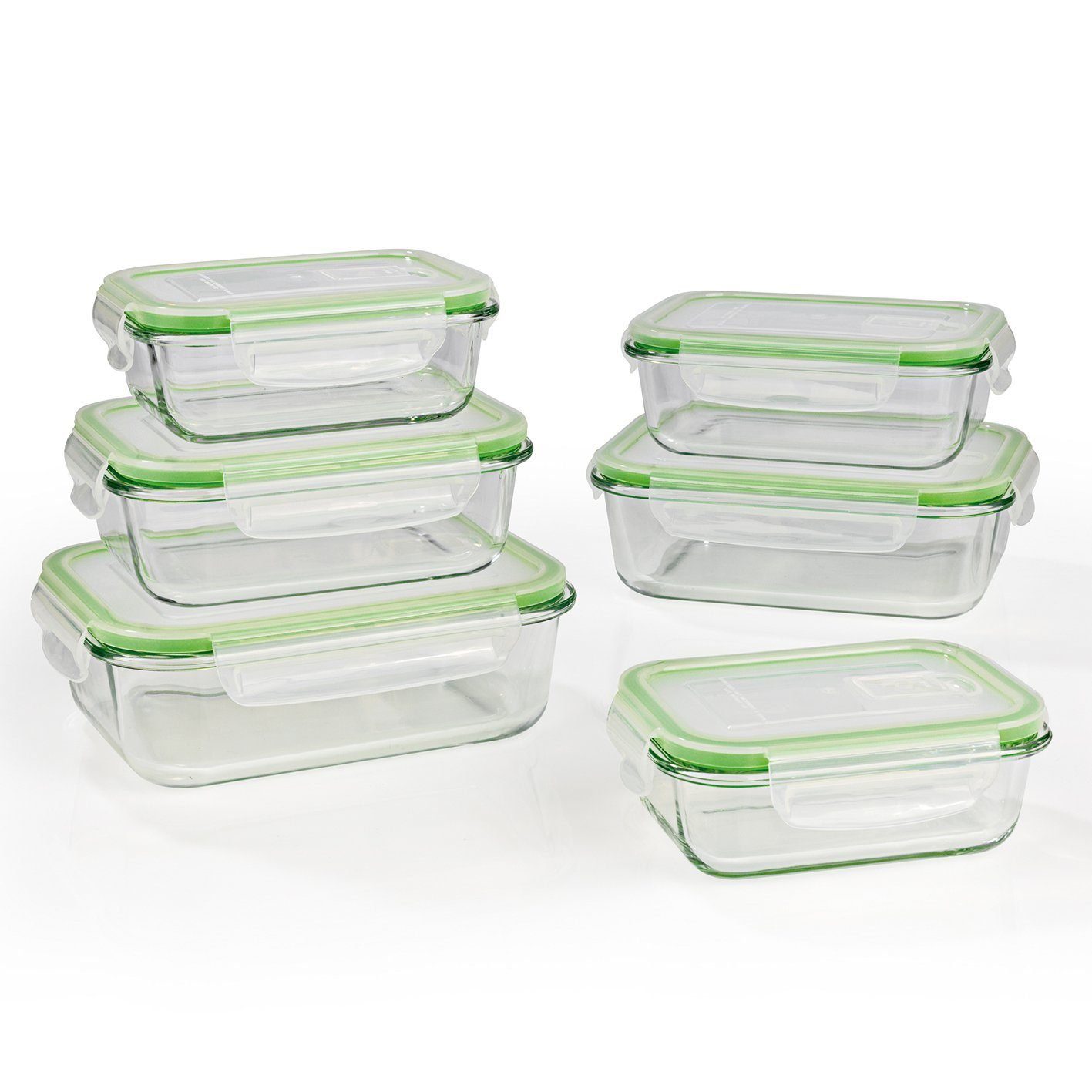 GOURMETmaxx Frischhaltedose Frischhaltedose, Glas, (Frischhaltedosen - Set, 12-tlg., Frischhaltedosen - Set Gourmetmaxx - 12 tlg. (6 Dosen & 6 Deckel), Material: Borosilicat-Glas, Kunststoff