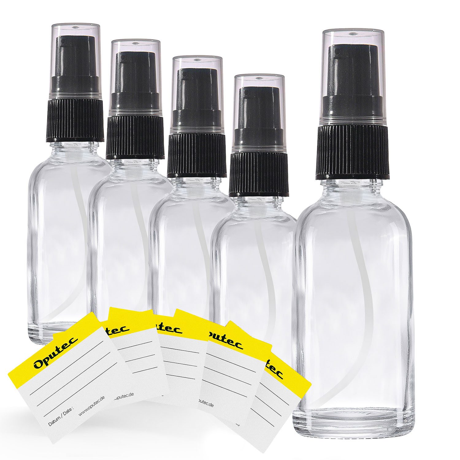 Oputec Seifenspender 5 x 30ml Pumpspender-Flasche - Cremespender, Lotionsflasche, Klarglas, (Sparset, 5x 30ml)
