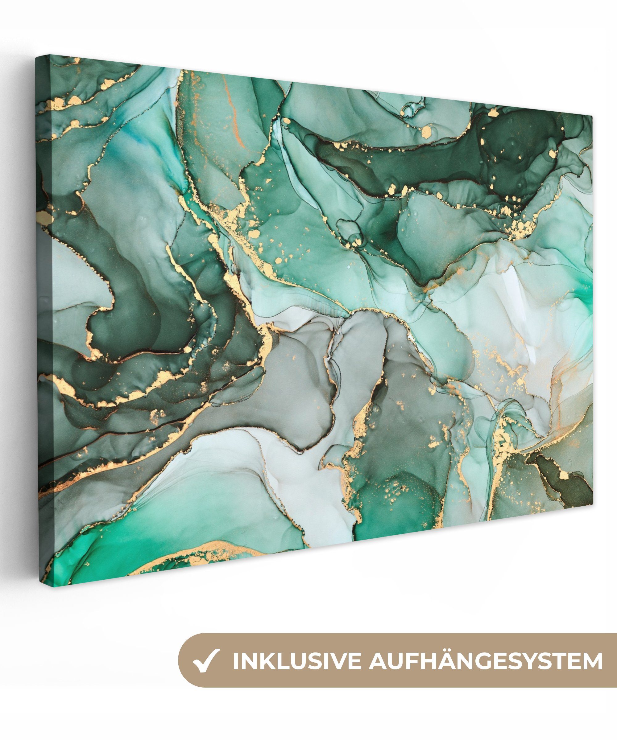 OneMillionCanvasses® Leinwandbild Gold - Marmor - Grün - Luxus - Marmoropti günstig online kaufen