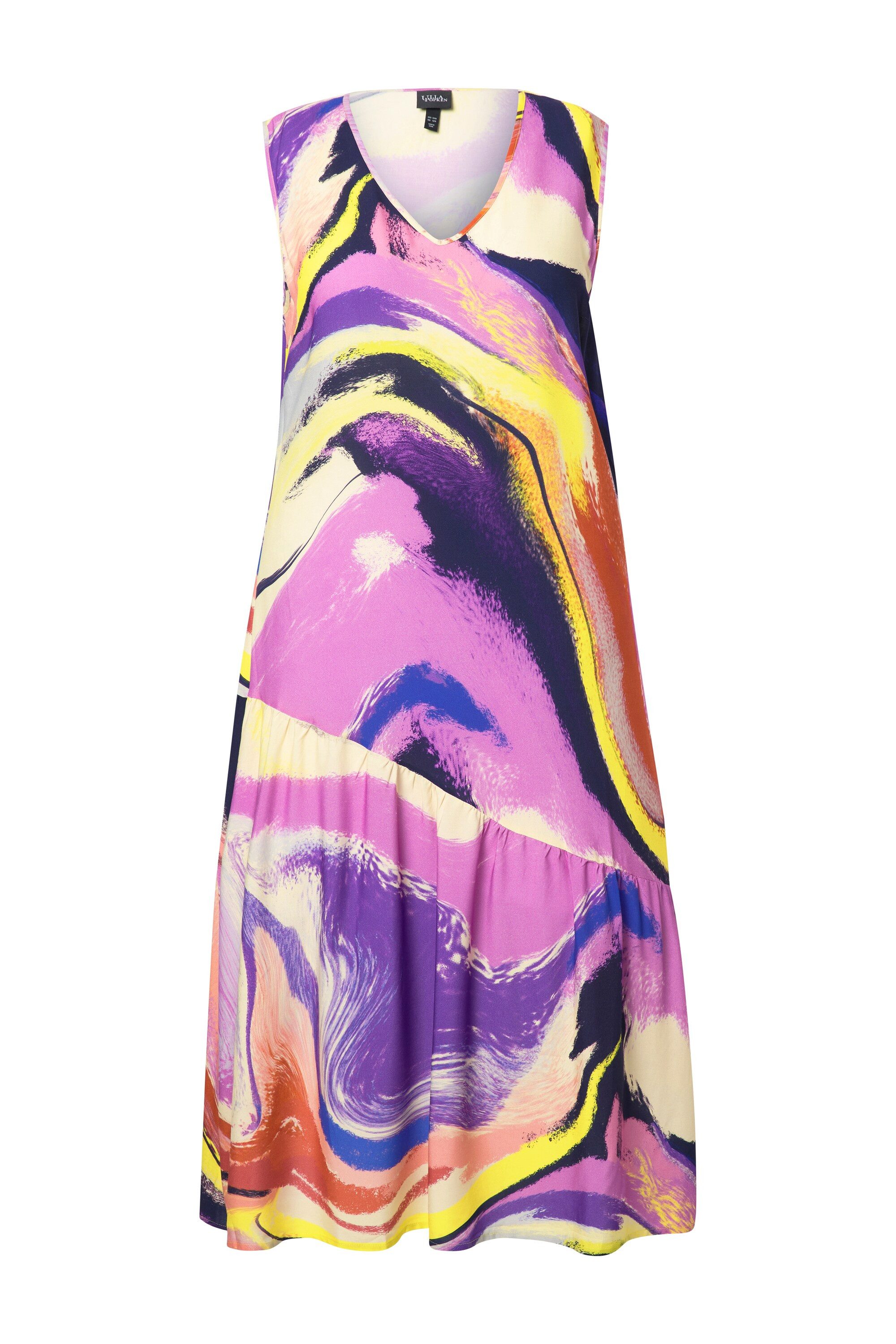 Ulla Popken Jerseykleid Midikleid Volant A-Linie günstig online kaufen