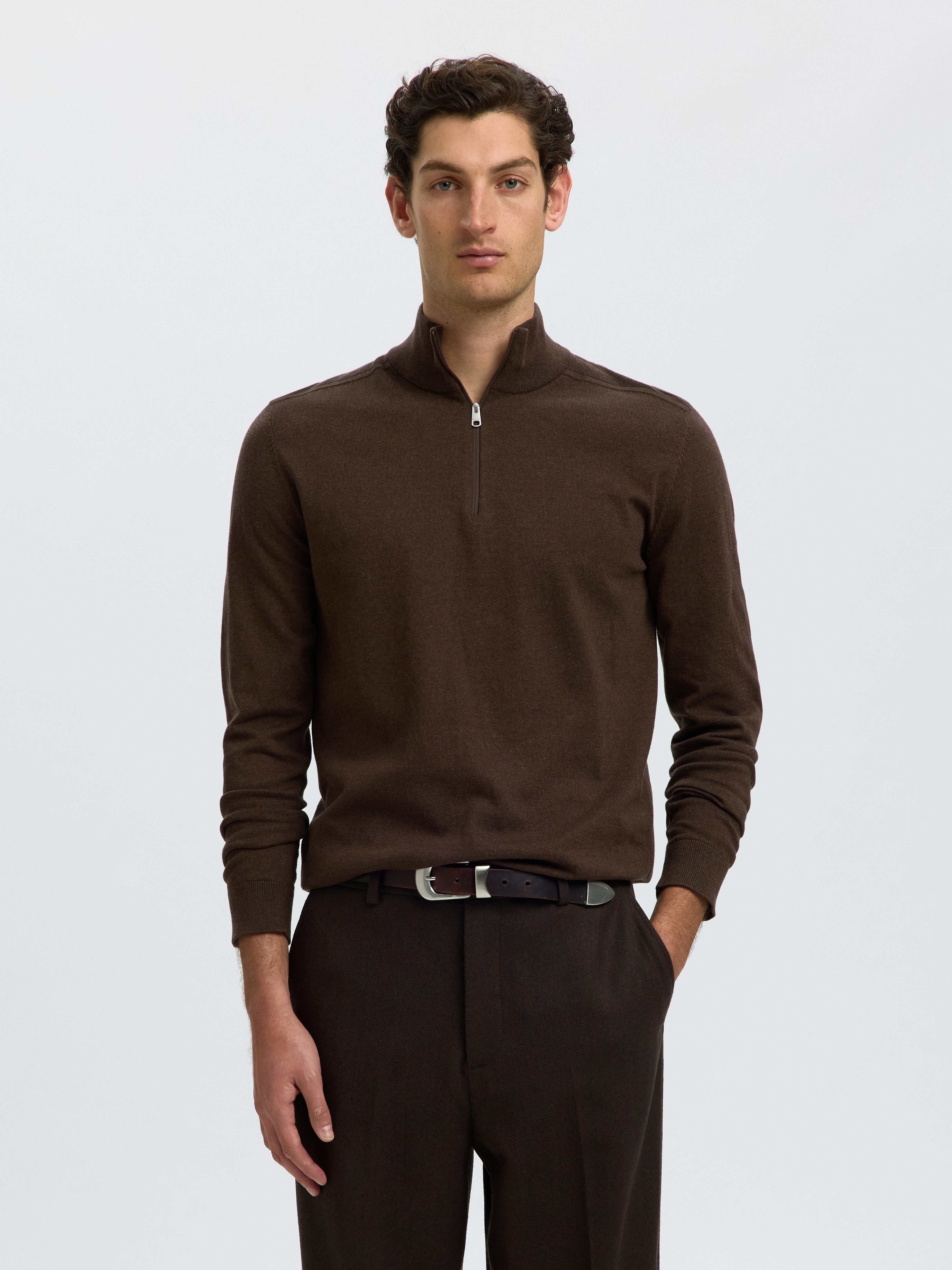 Selected Troyer SLHBERG HALF ZIP CARDIGAN NOOS Baumwolle, regular fit