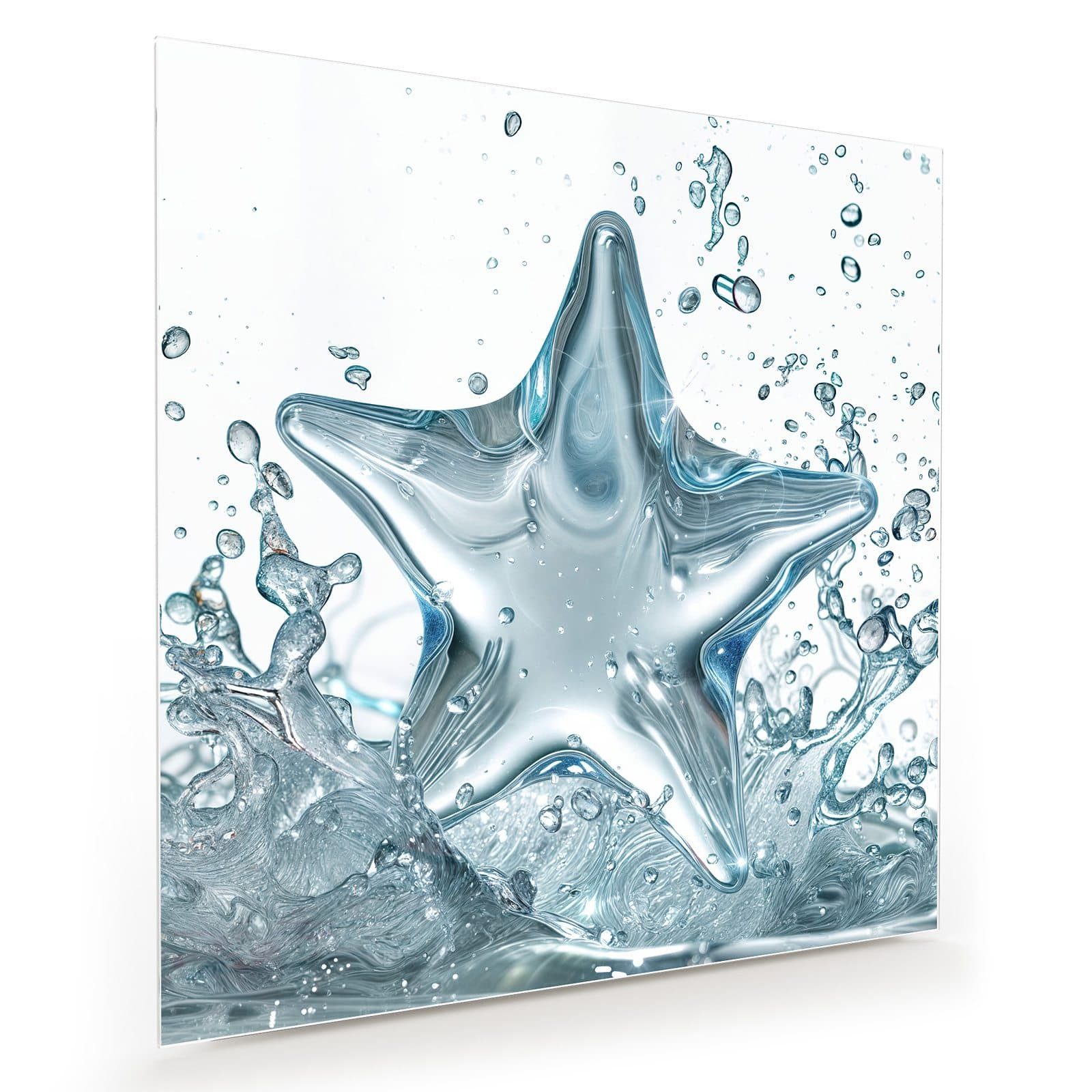 Primedeco Glasbild Wandbild Quadratisch Sternspritzer mit Aufhängung, Unterwasserwelt (21 verschiedene Größen, 1 St), Elegante Aufhängung