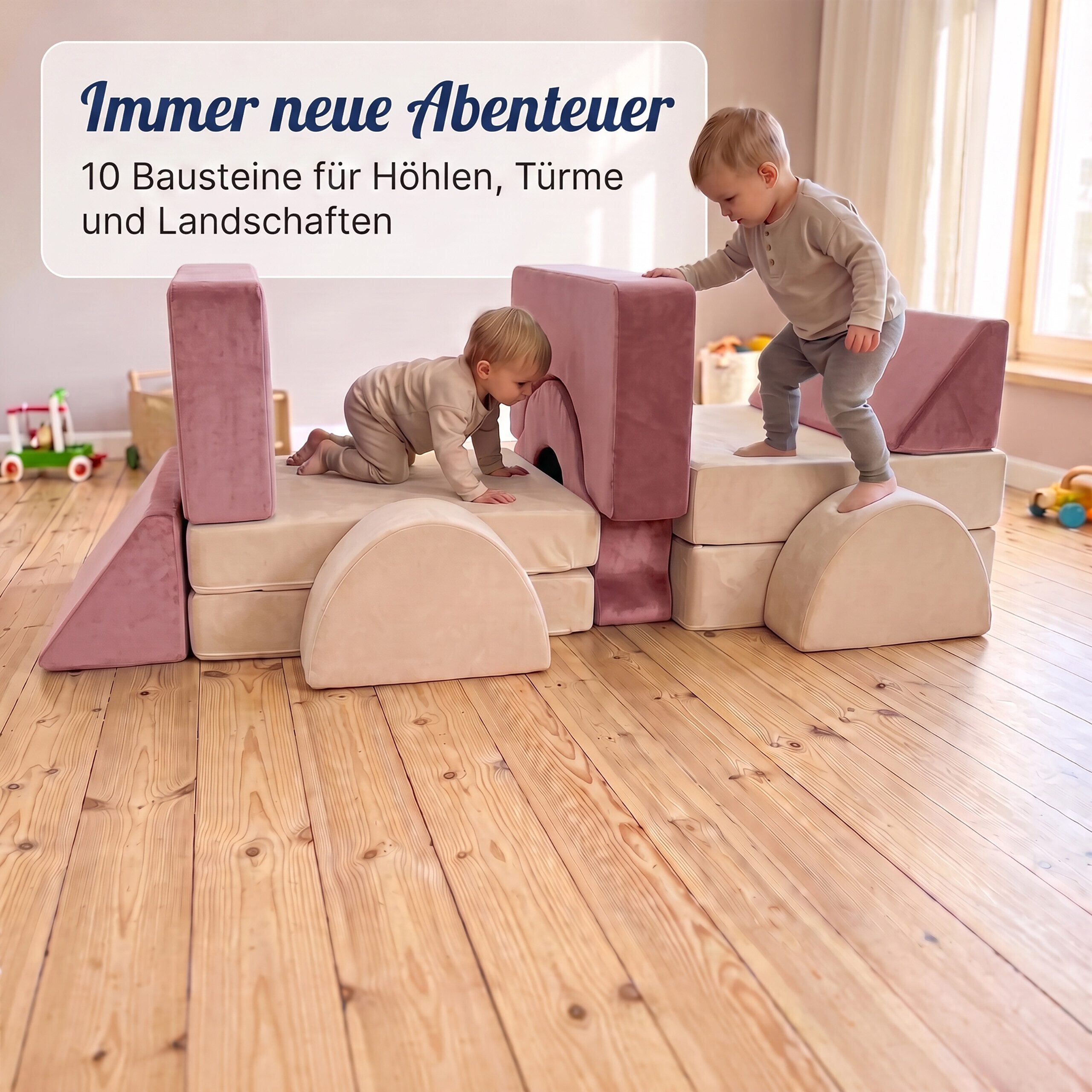 relaxdays Kindersofa 10-tlg. Kinder Spielsofa modular, 10 Teile, Pink – Bild 3 von 5