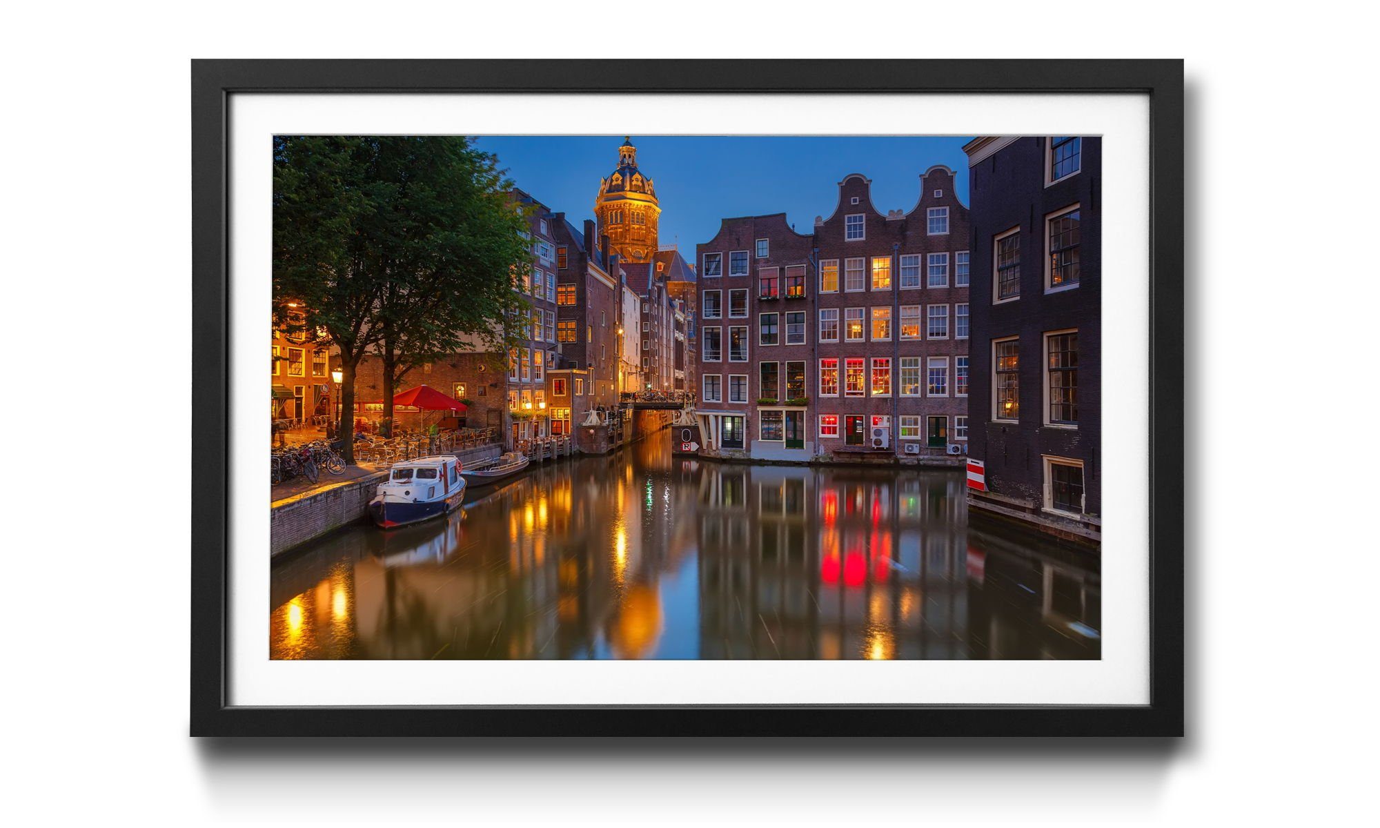 WandbilderXXL Bild mit Rahmen Amsterdam, Größen in 4 Canal erhältlich Wandbild, Amsterdam, in