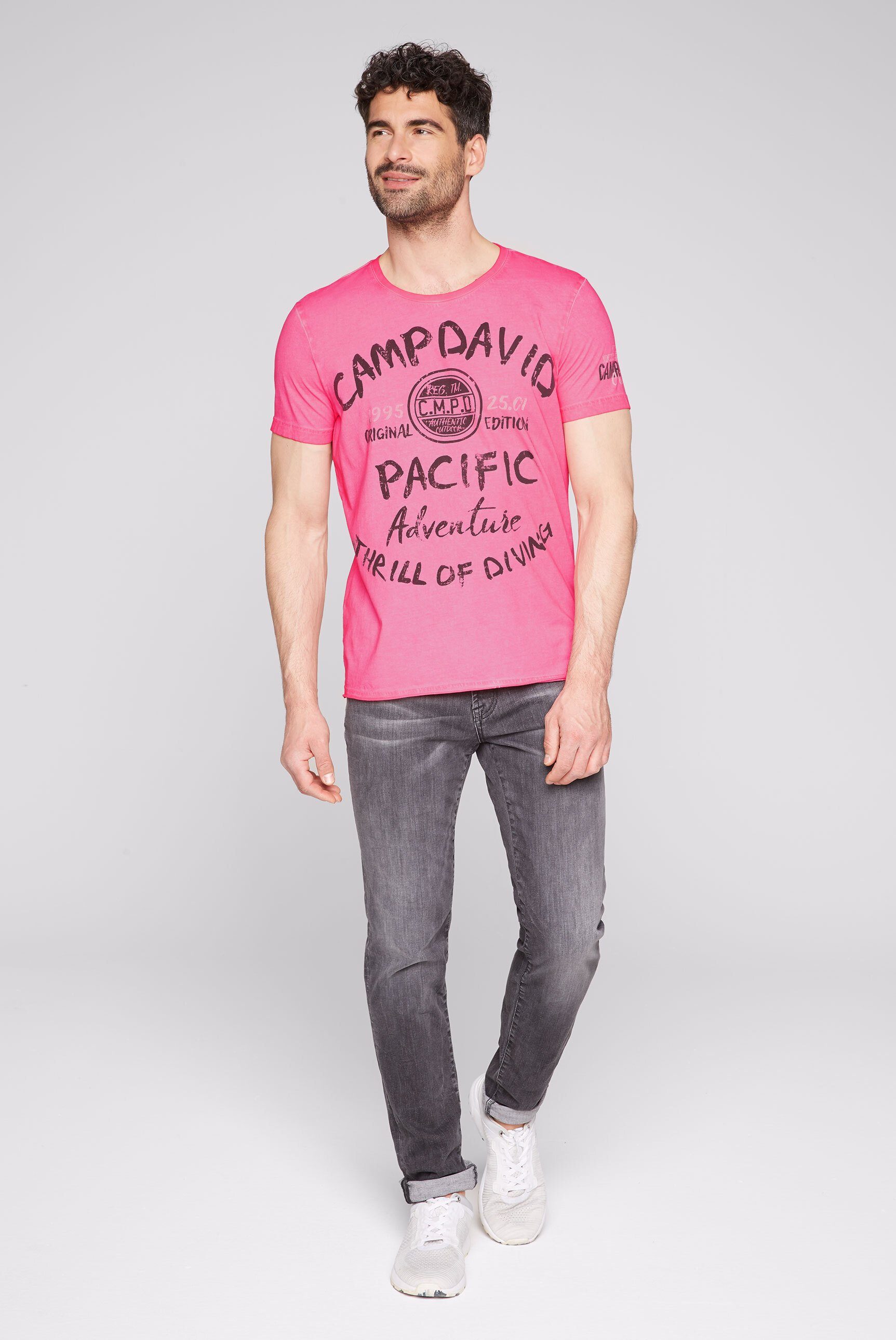 Herren Shirts CAMP DAVID Rundhalsshirt mit Wording-Print