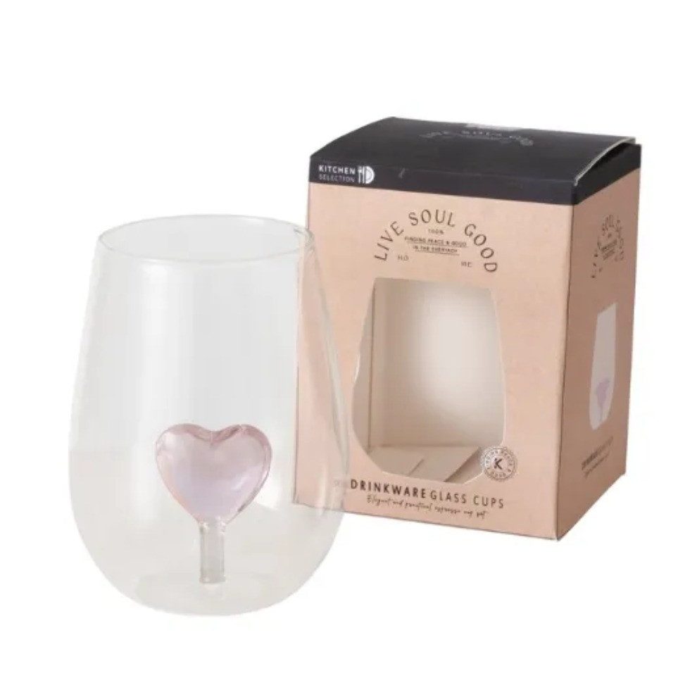 BOLTZE GRUPPE GmbH Becher Herzfigur Rosa 550ml aus Glas