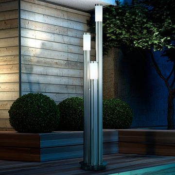 etc-shop LED Außen-Stehlampe, Leuchtmittel inklusive, Warmweiß, LED Stehleuchte Außen groß Wegeleuchten Außen Edelstahl