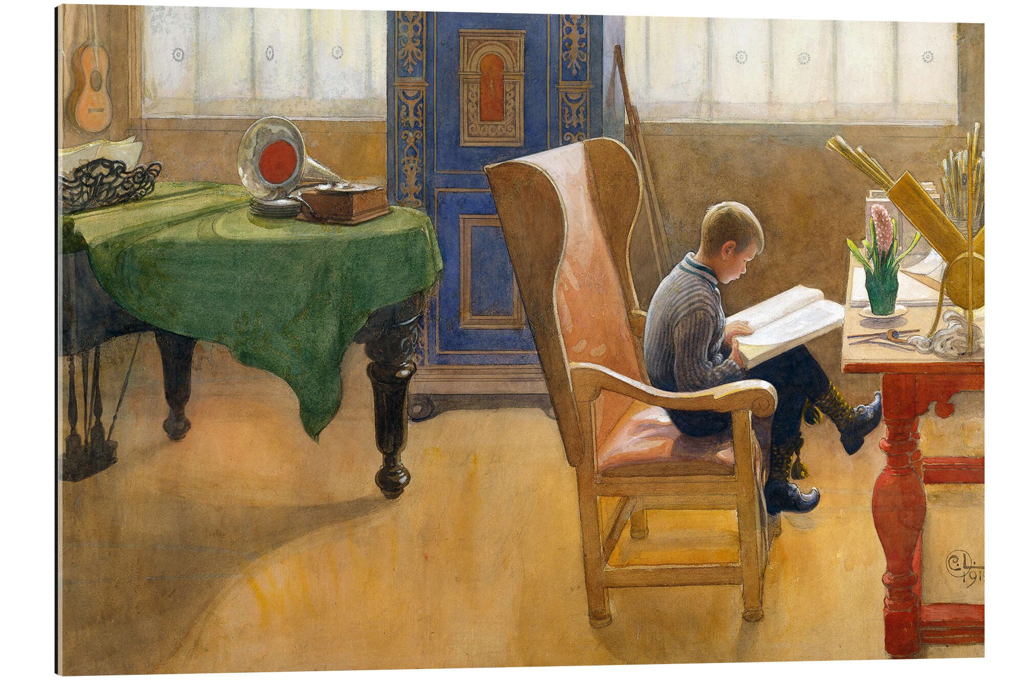 Posterlounge Wandbild Studienecke. Esbjörn., Carl Larsson, erhältlich als Poster, Leinwandbild, Wandsticker oder Acrylglasbild