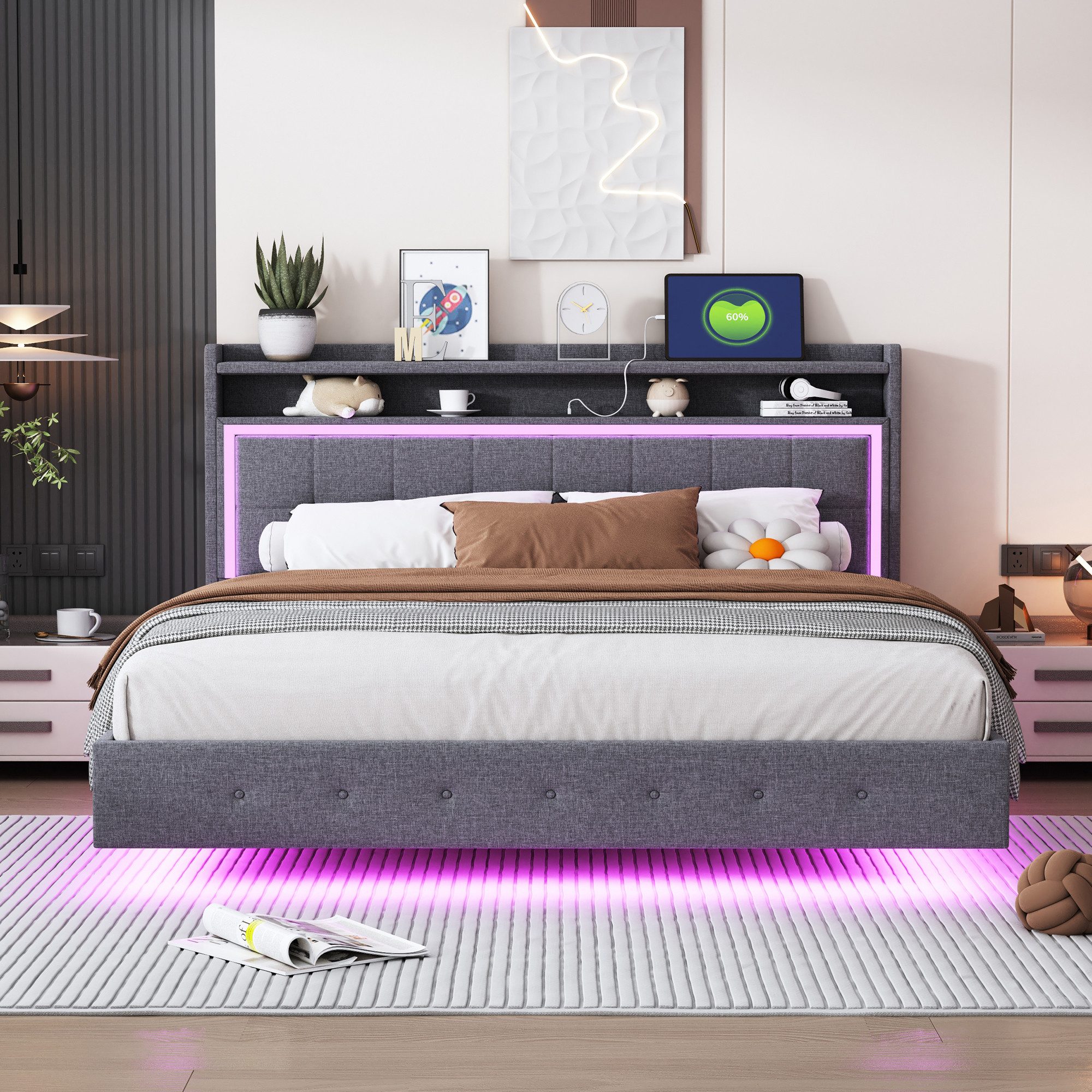 OKWISH Polsterbett Funktionsbett Kinderbett Gästebett Doppelbett günstig online kaufen