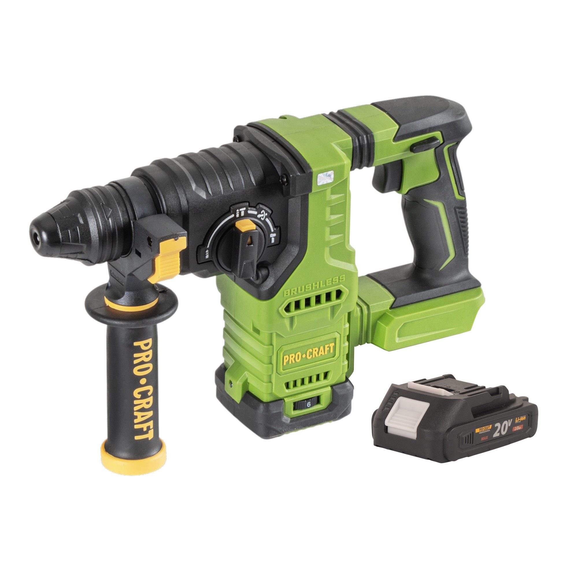 PRO CRAFT Akku-Bohrhammer PHA30bb 20 V 2,8 J SDS plus Brushless + 1x Akku 2,0Ah - ohne Ladegerät