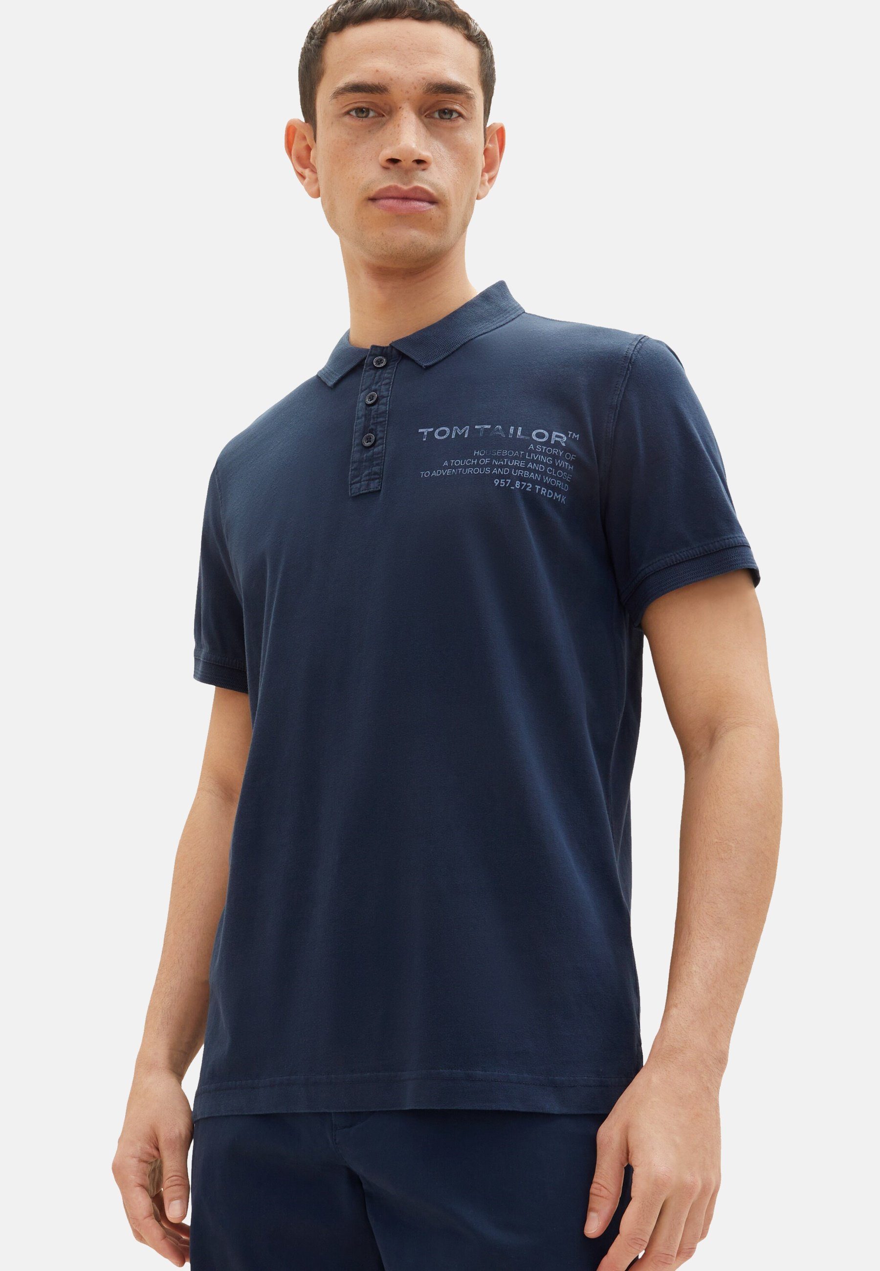 Polokragen TAILOR Kurzarmshirt und Poloshirt (1-tlg) dunkelblau TOM Poloshirt mit