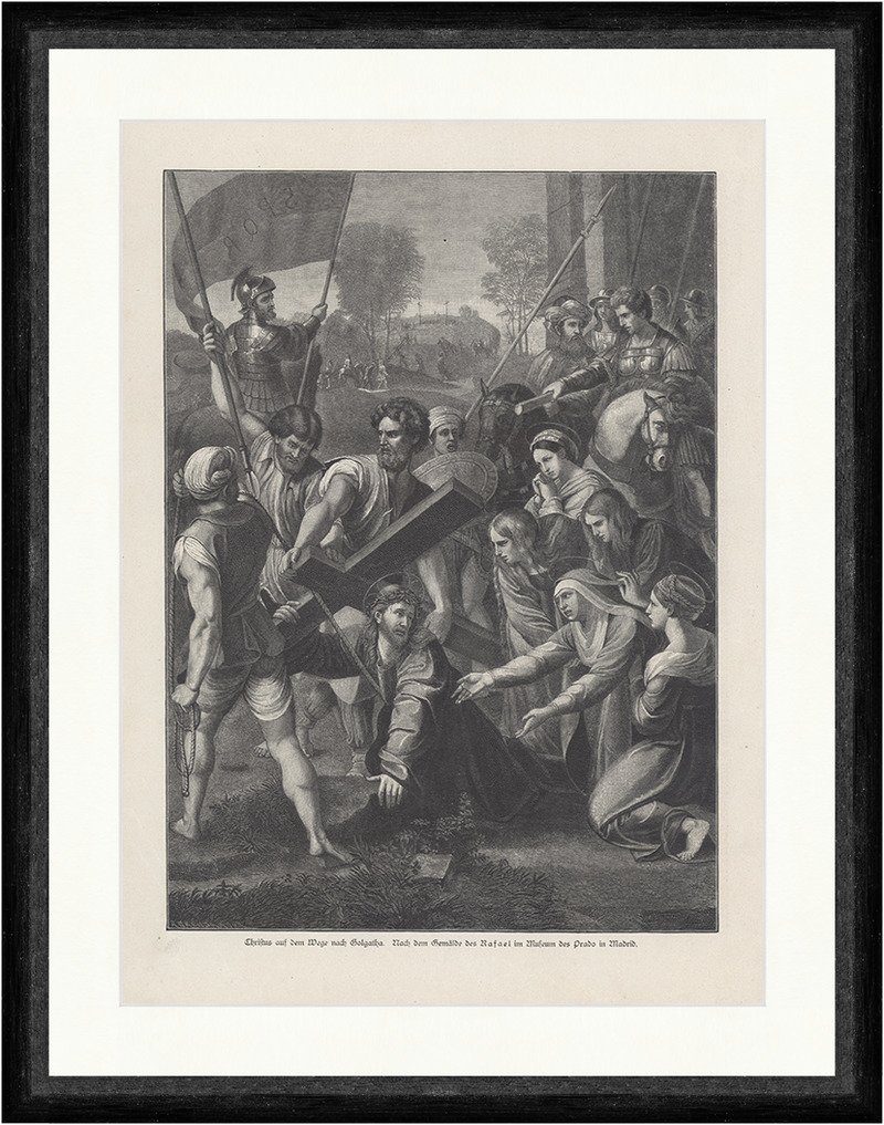 Kunstdruck Christus auf d. Weg nach Golgatha Religion Bibel Jesus Kreuz