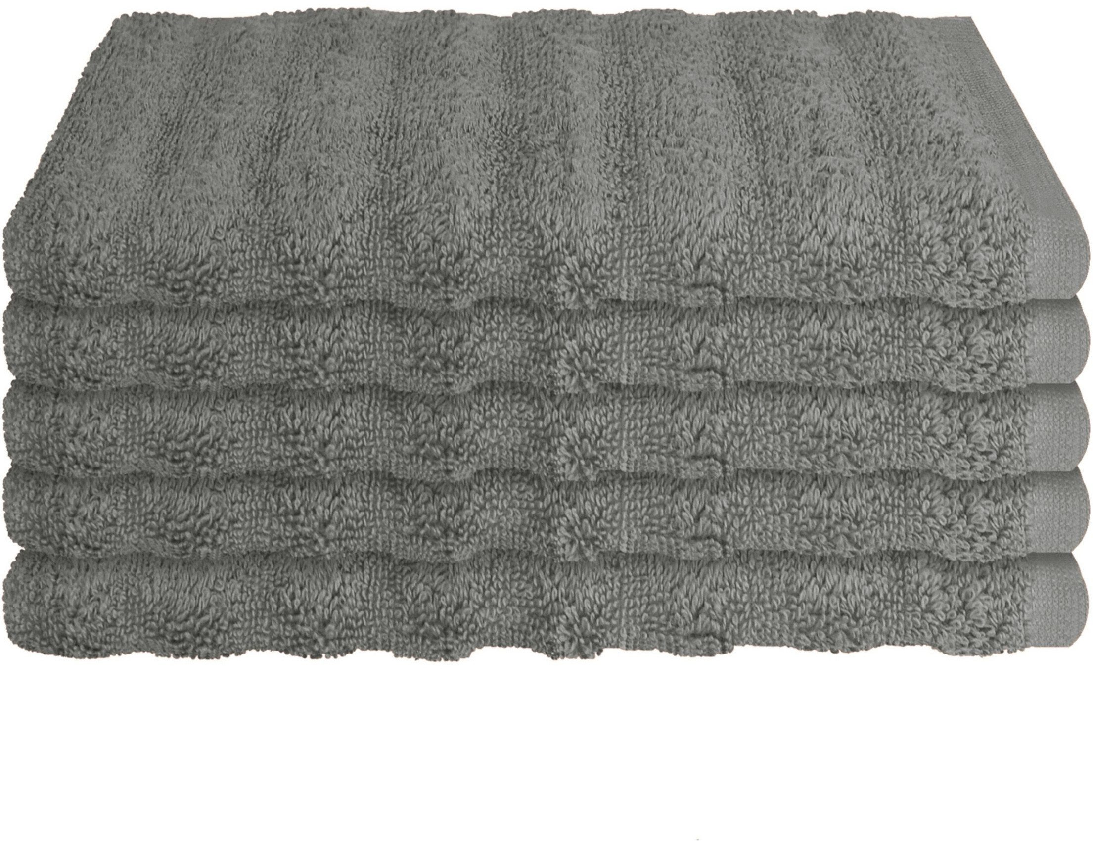 Schiesser Gästehandtücher Neapel aus 100% Baumwolle mit eleganter Hoch-Tief-Optik, Frottier (5-St), OEKO-TEX® MADE IN GREEN