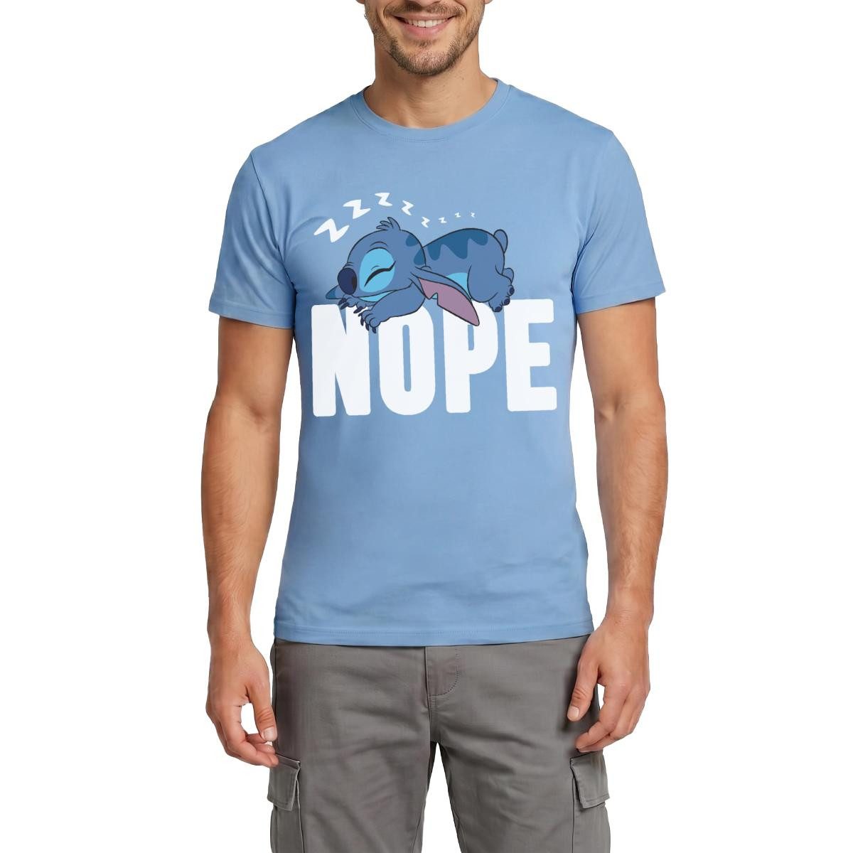 Spreadshirt T-Shirt Lilo & Stitch, Schlafender Stitch Nope Männer T-Shirt (1-tlg)